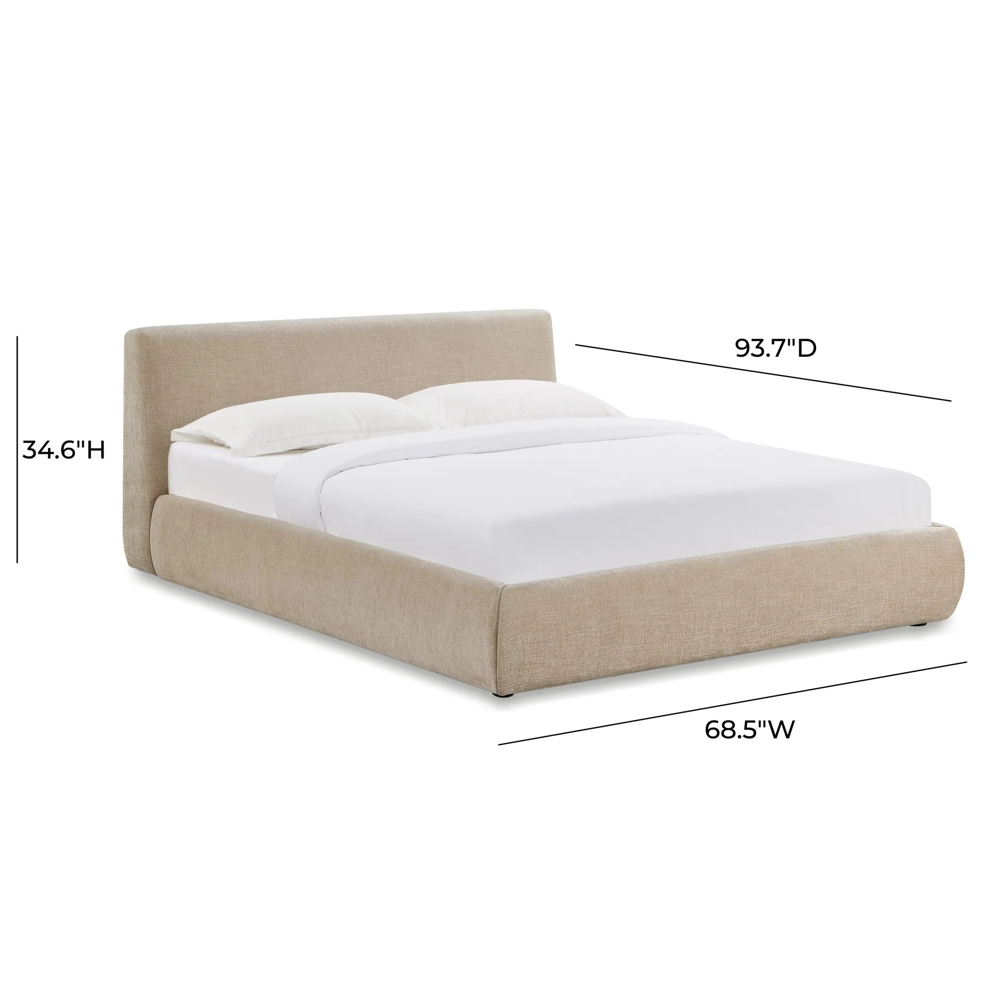 Isla Taupe Textured Velvet Queen Bed - Image 8