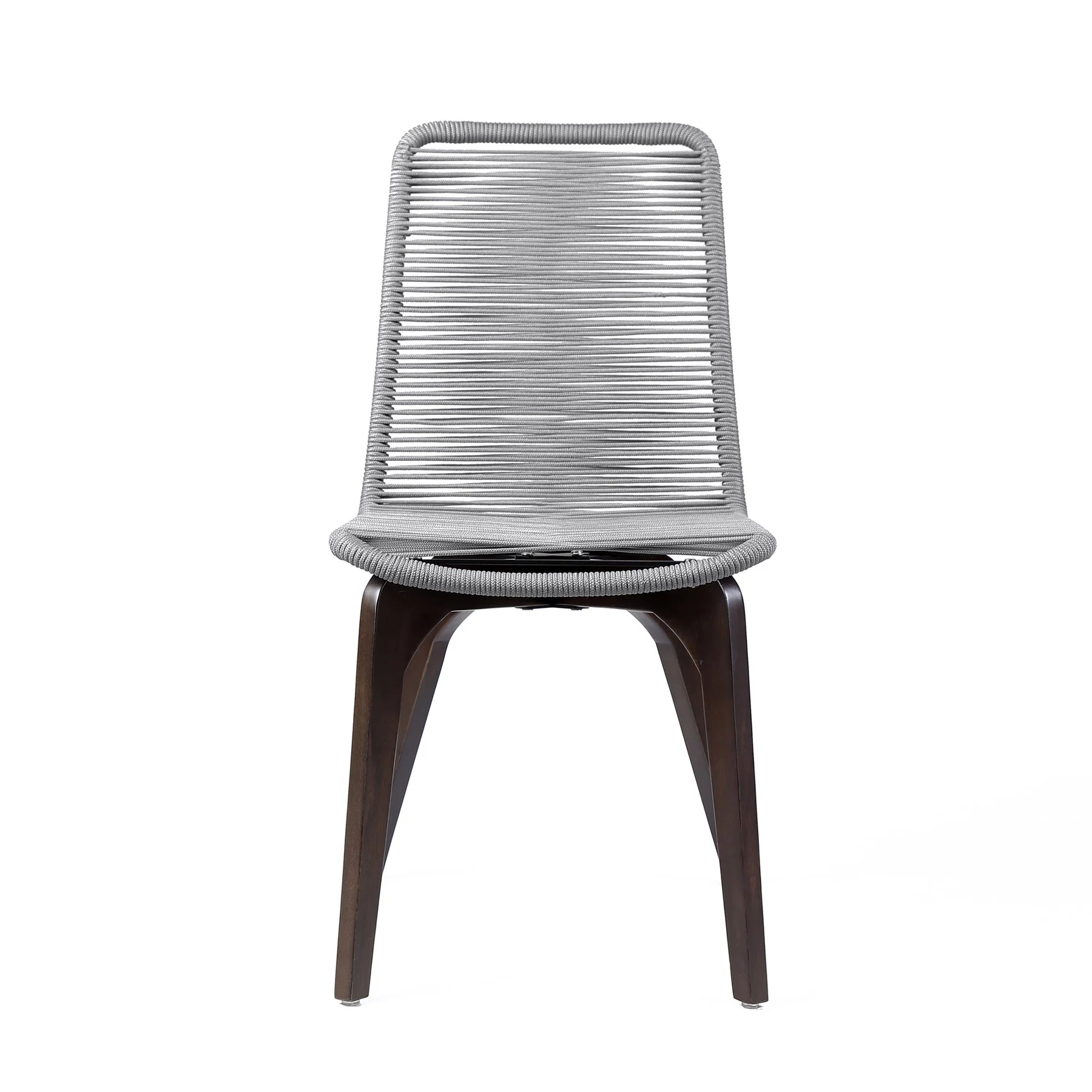 Island Outdoor Dark Eucalyptus Wood and Silver Rope Dining Chairs - Set of 2 - Image 3