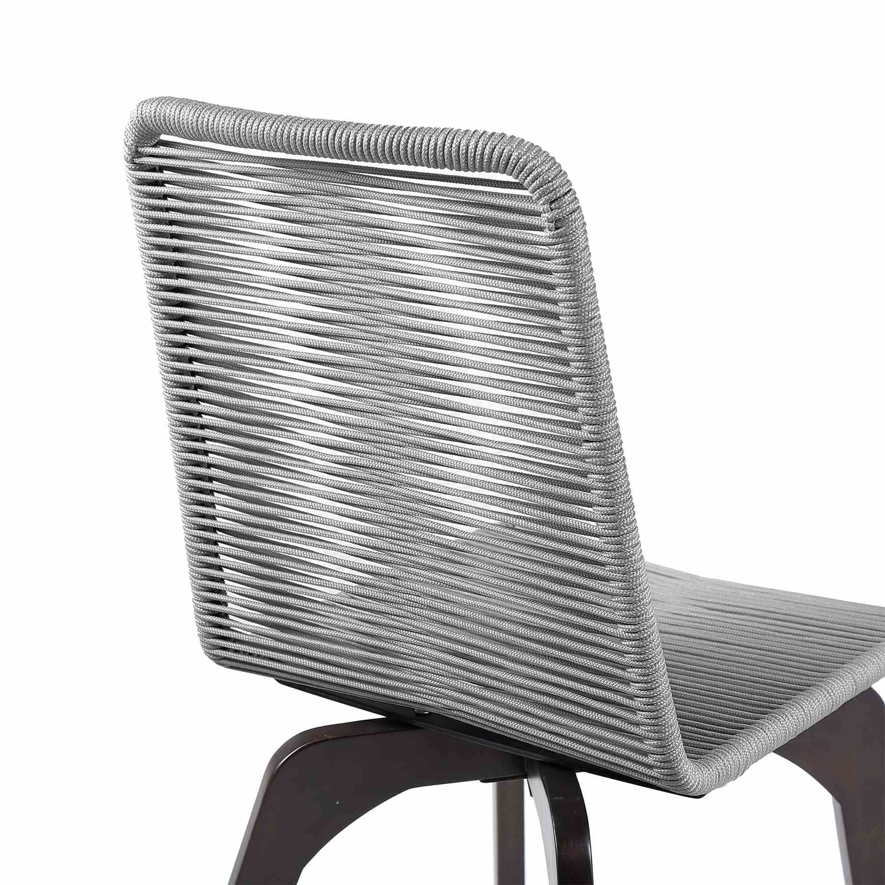 Island Outdoor Dark Eucalyptus Wood and Silver Rope Dining Chairs - Set of 2 - Image 6