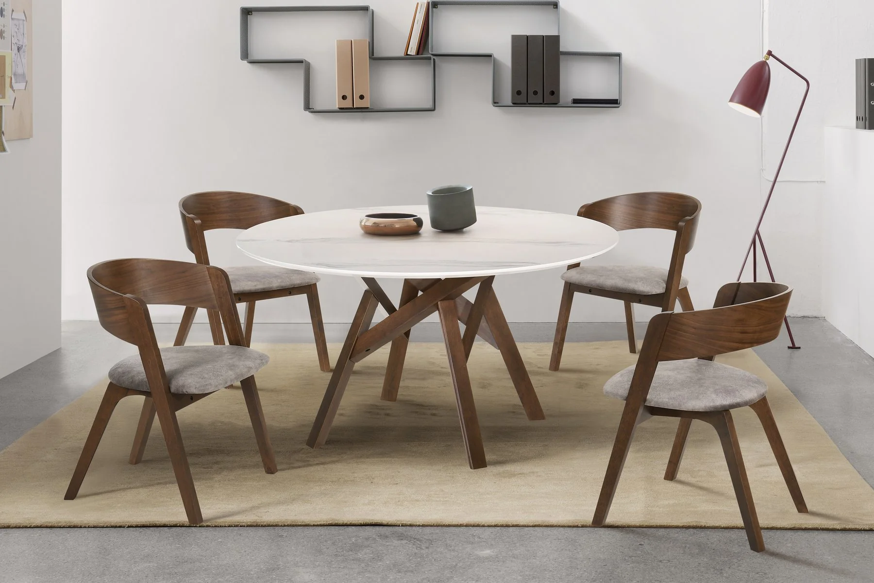 Jackie Mid-Century Upholstered Dining Chairs in Walnut finish - Set of 2 - Image 7