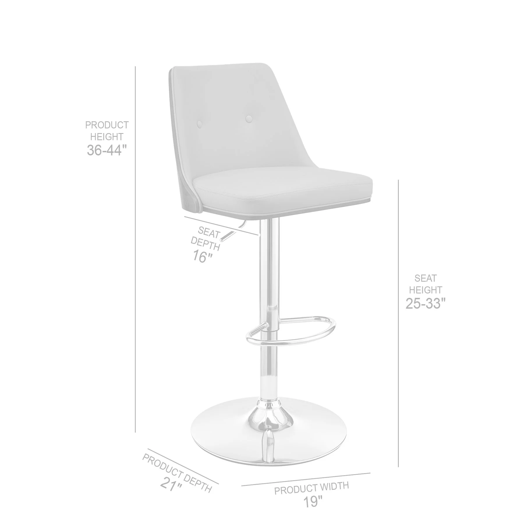 Jacob Adjustable and Swivel Cream Faux Leather and Walnut Wood Bar Stool with Chrome Base - Image 9