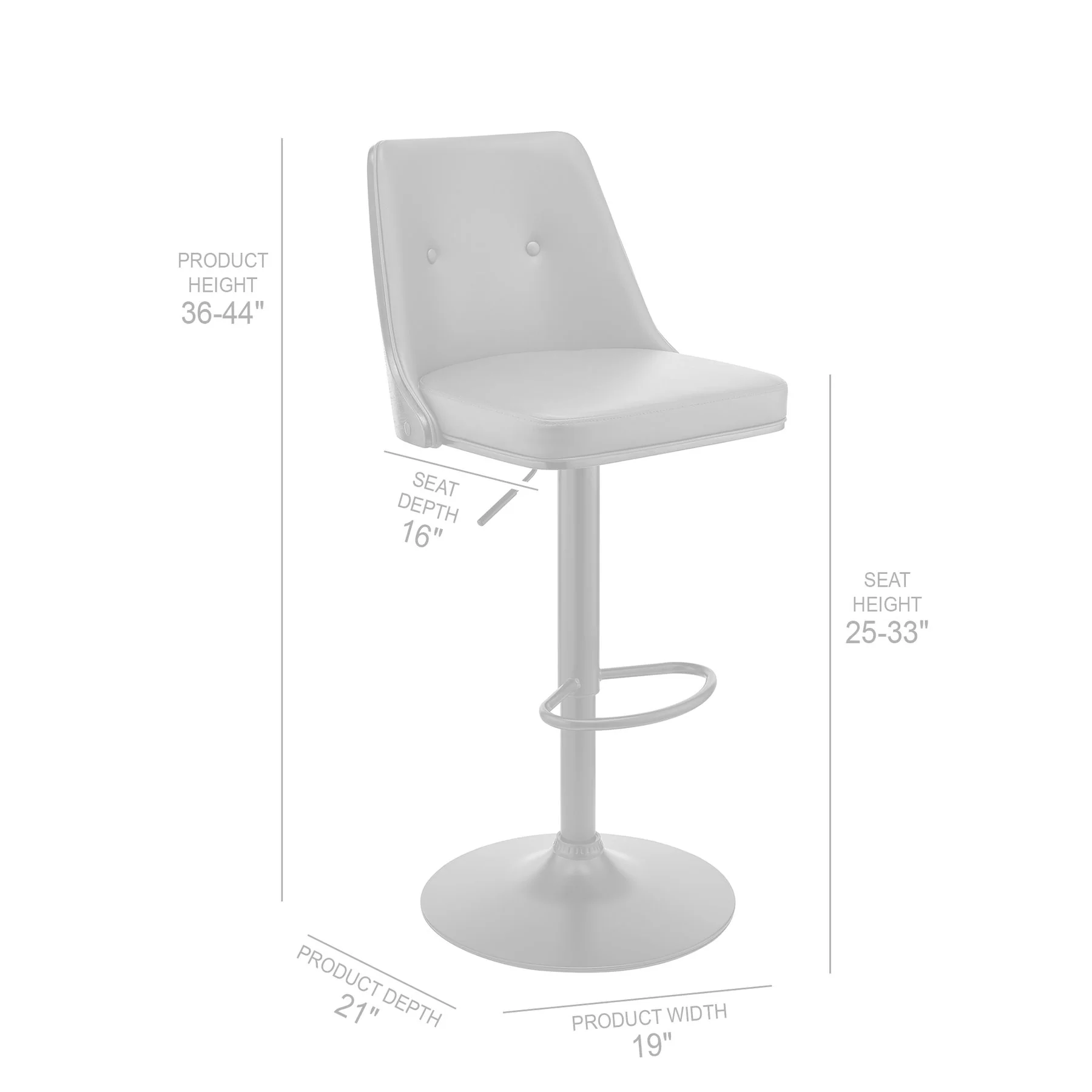 Jacob Adjustable Swivel Gray Faux Leather and Black Wood Bar Stool with Black Base - Image 9
