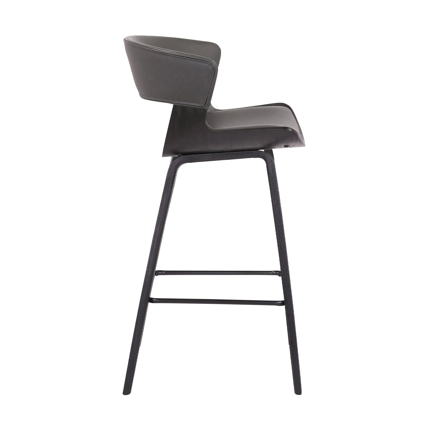 Jagger Modern 26" Black Wood and Gray Faux Leather Counter Height Barstool - Image 3
