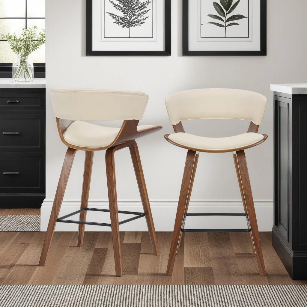Jagger Modern 26" Wood and Faux Leather Counter Height Barstool - Image 6