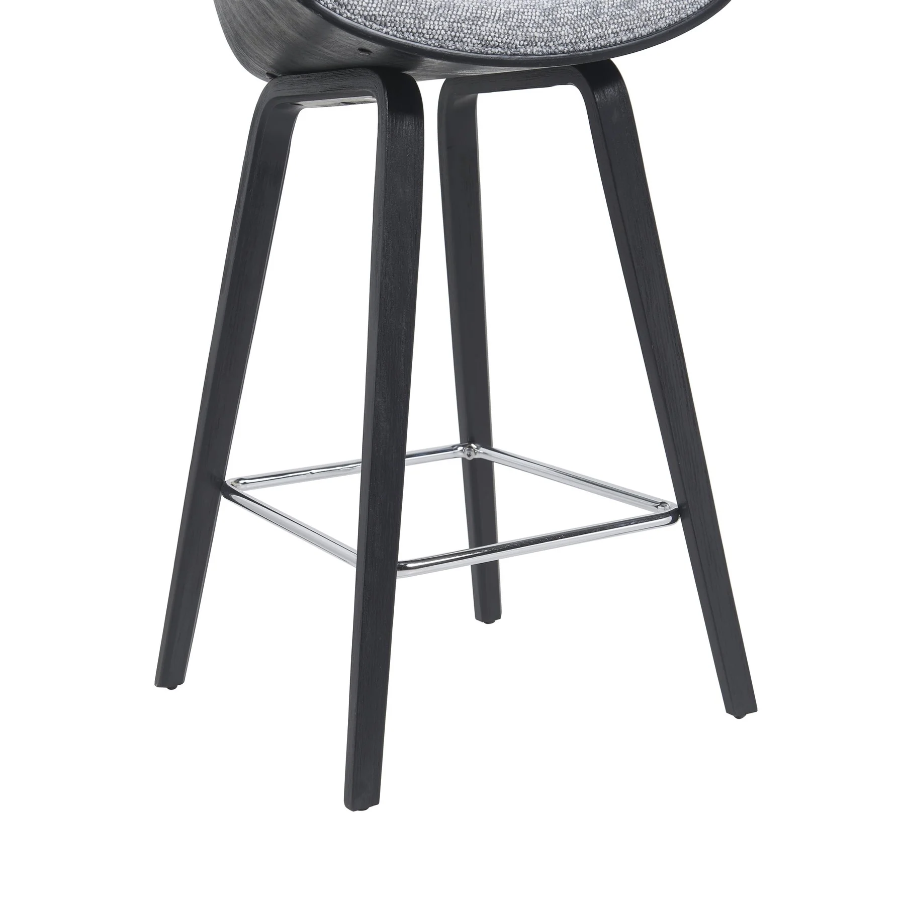 Jagger Modern Counter Height Bar Stool in Black Brushed Wood Veneer with Gravel Grey Upholstered Seat - Image 6
