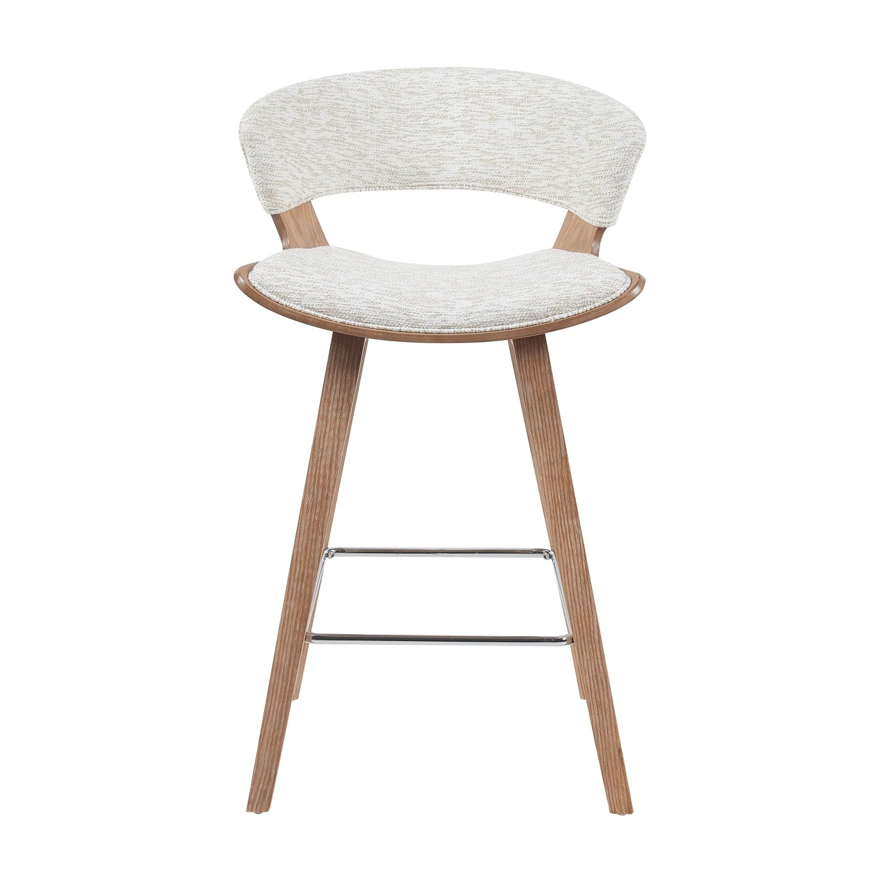 Jagger Modern Counter Height Bar Stool in White Wash Finish with Oatmeal Upholstered Seat - Image 2