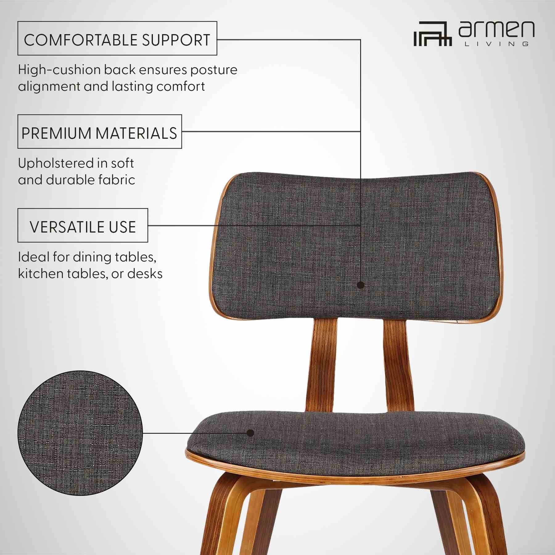 Jaguar Mid-Century Dining Chair in Walnut Wood and Charcoal Fabric - Image 10