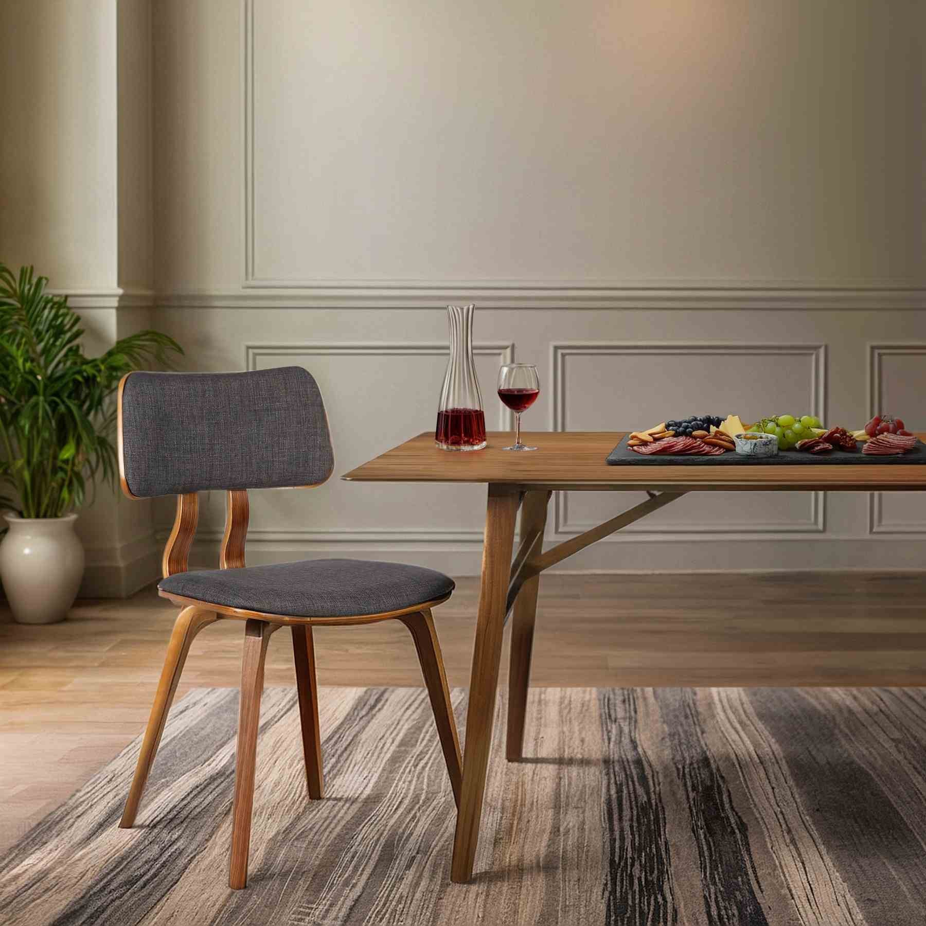 Jaguar Mid-Century Dining Chair in Walnut Wood and Charcoal Fabric - Image 9