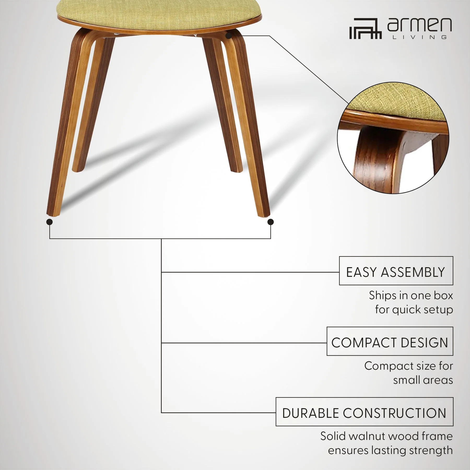 Jaguar Mid-Century Dining Chair in Walnut Wood and Green Fabric - Image 11