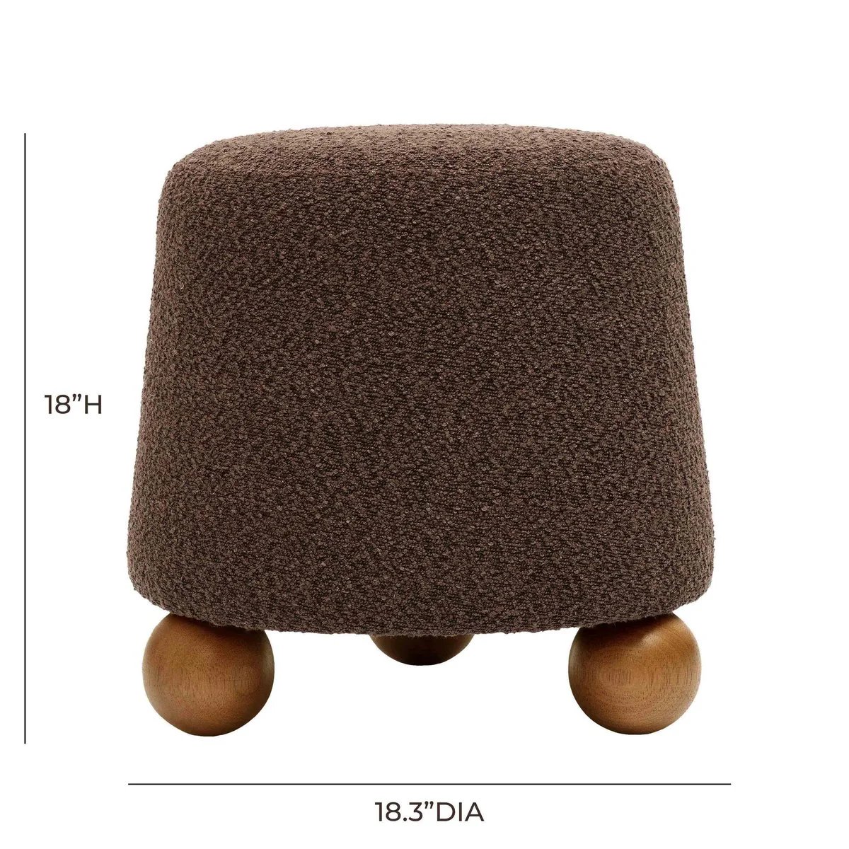 Jaine Chocolate Brown Boucle Stool - Image 6