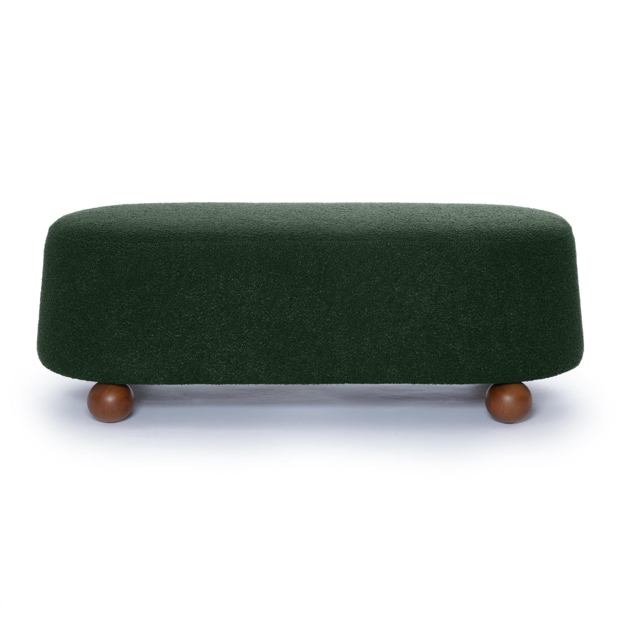 Jaine Forest Green Boucle Large Ottoman - Image 3