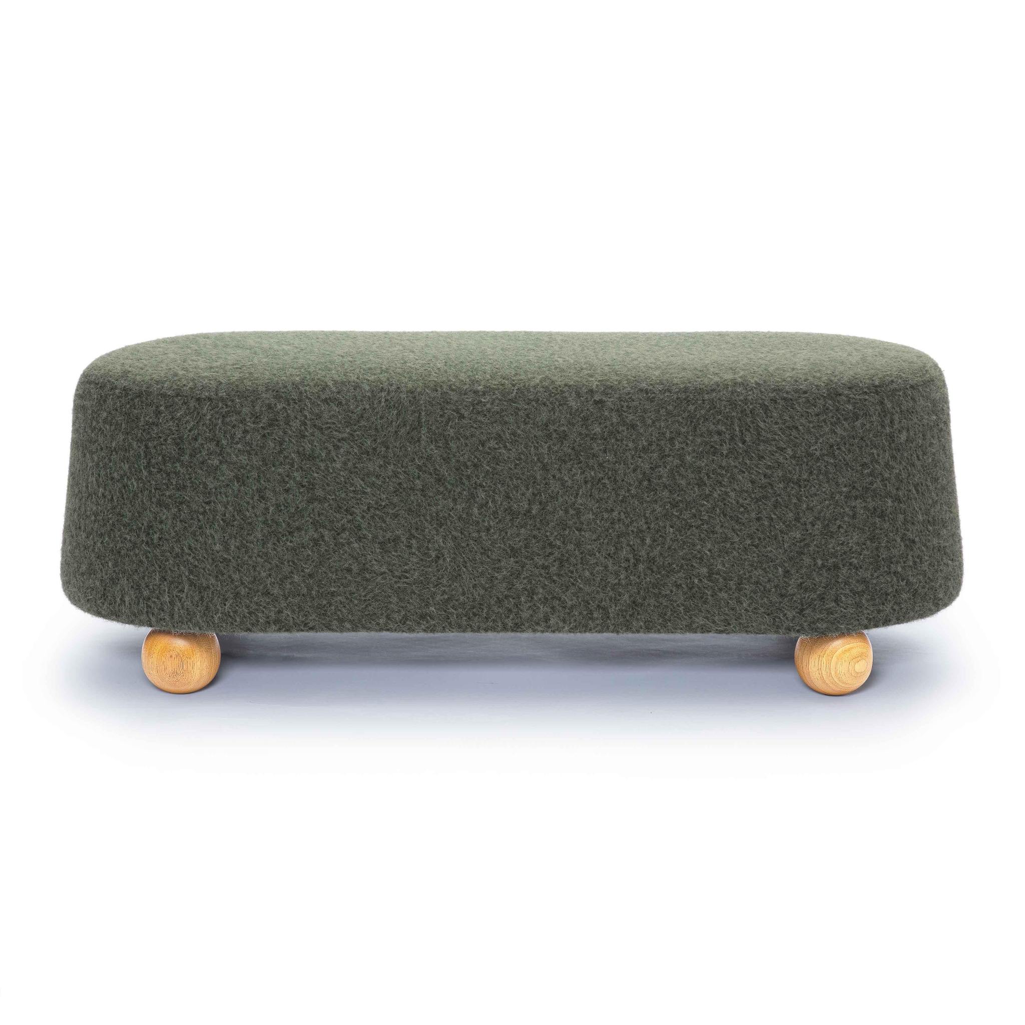 Jaine Forest Green Loose Mohair Large Ottoman - Image 3