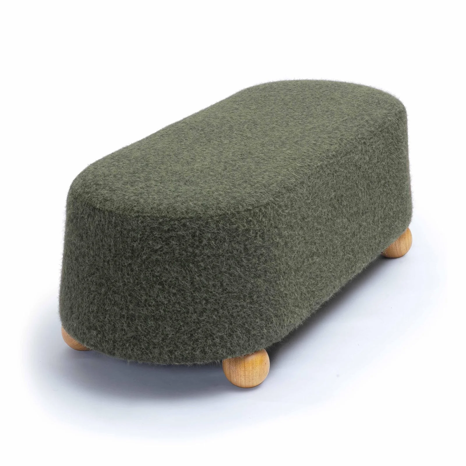 Jaine Forest Green Loose Mohair Large Ottoman - Image 4