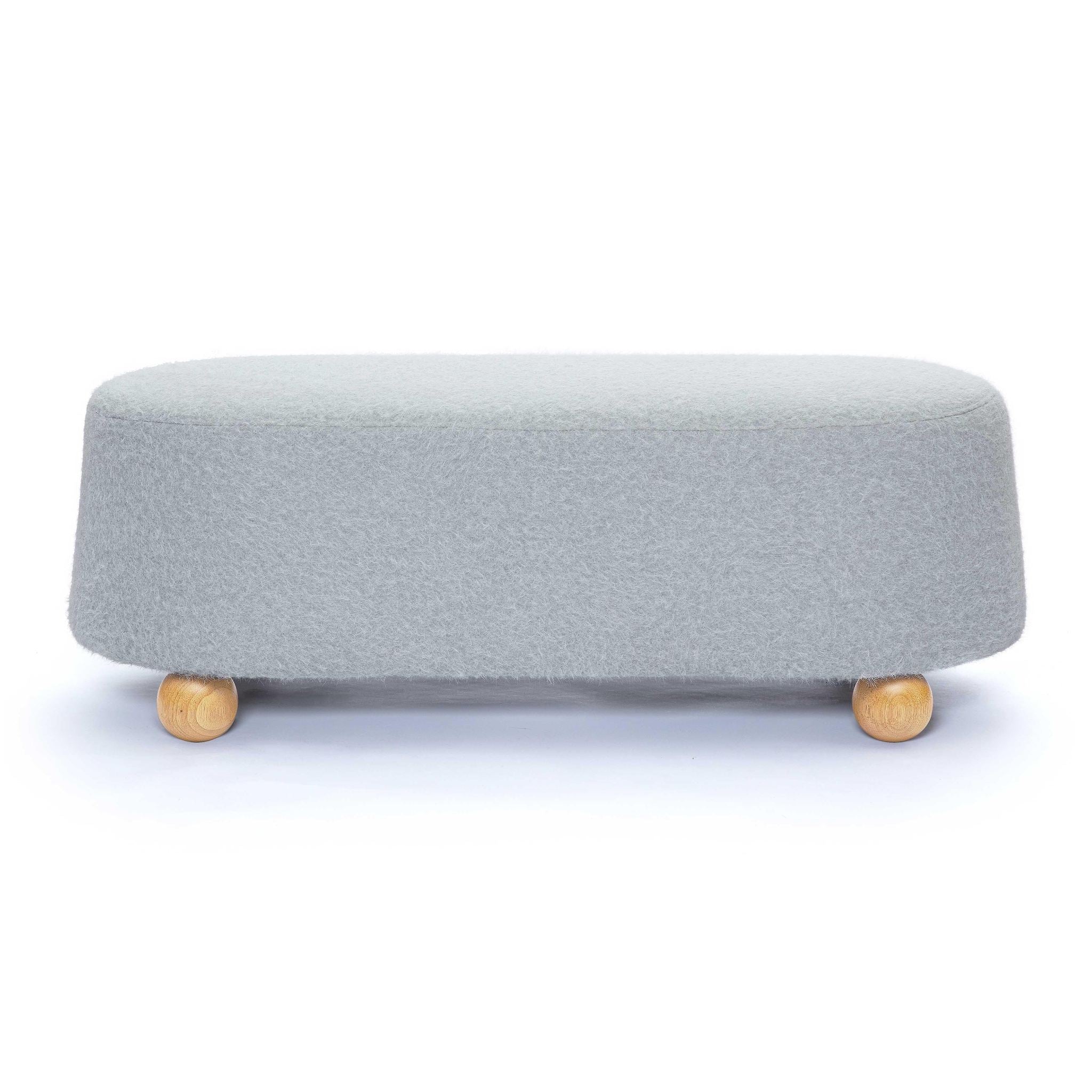 Jaine Stone Grey Loose Mohair Large Ottoman - Image 3