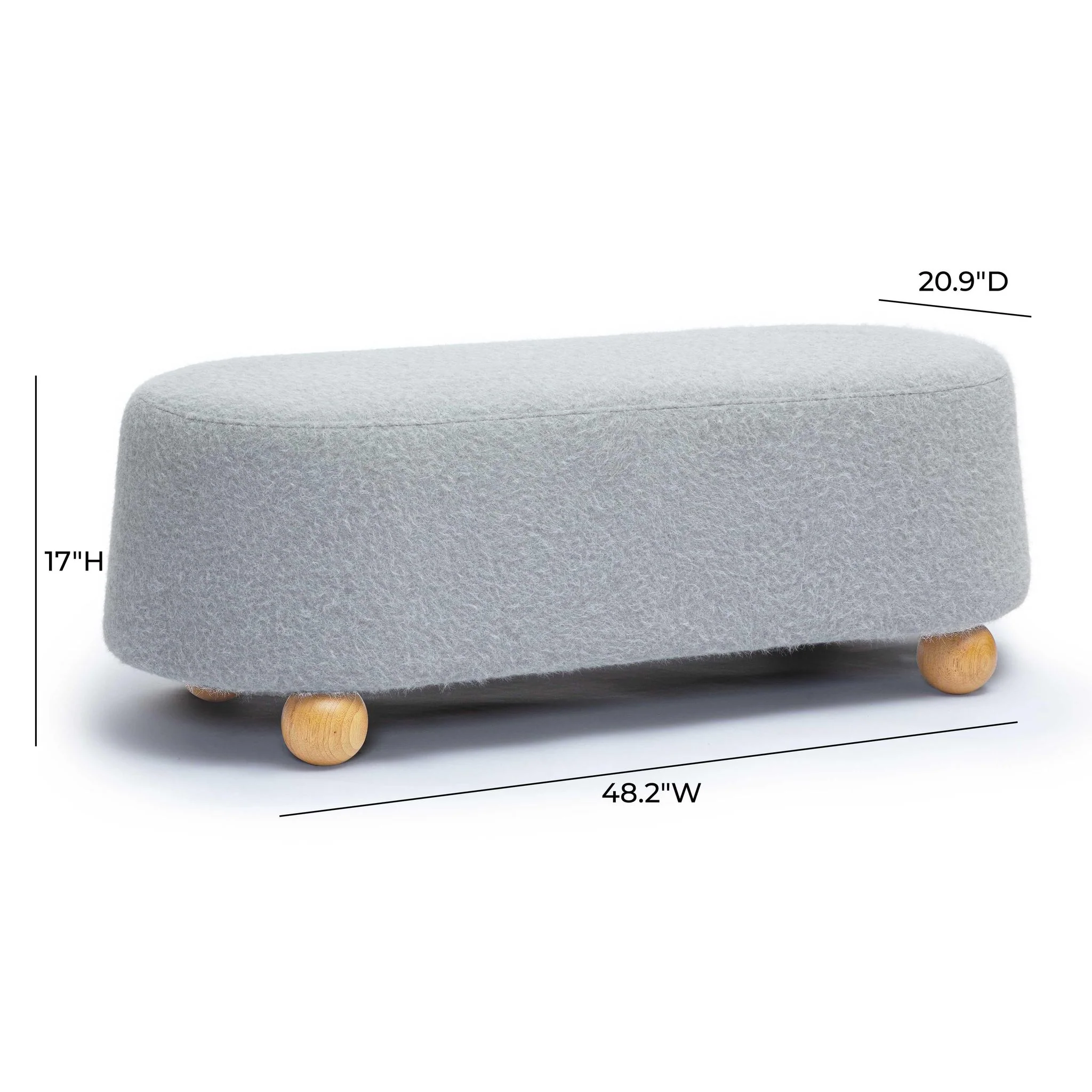 Jaine Stone Grey Loose Mohair Large Ottoman - Image 6