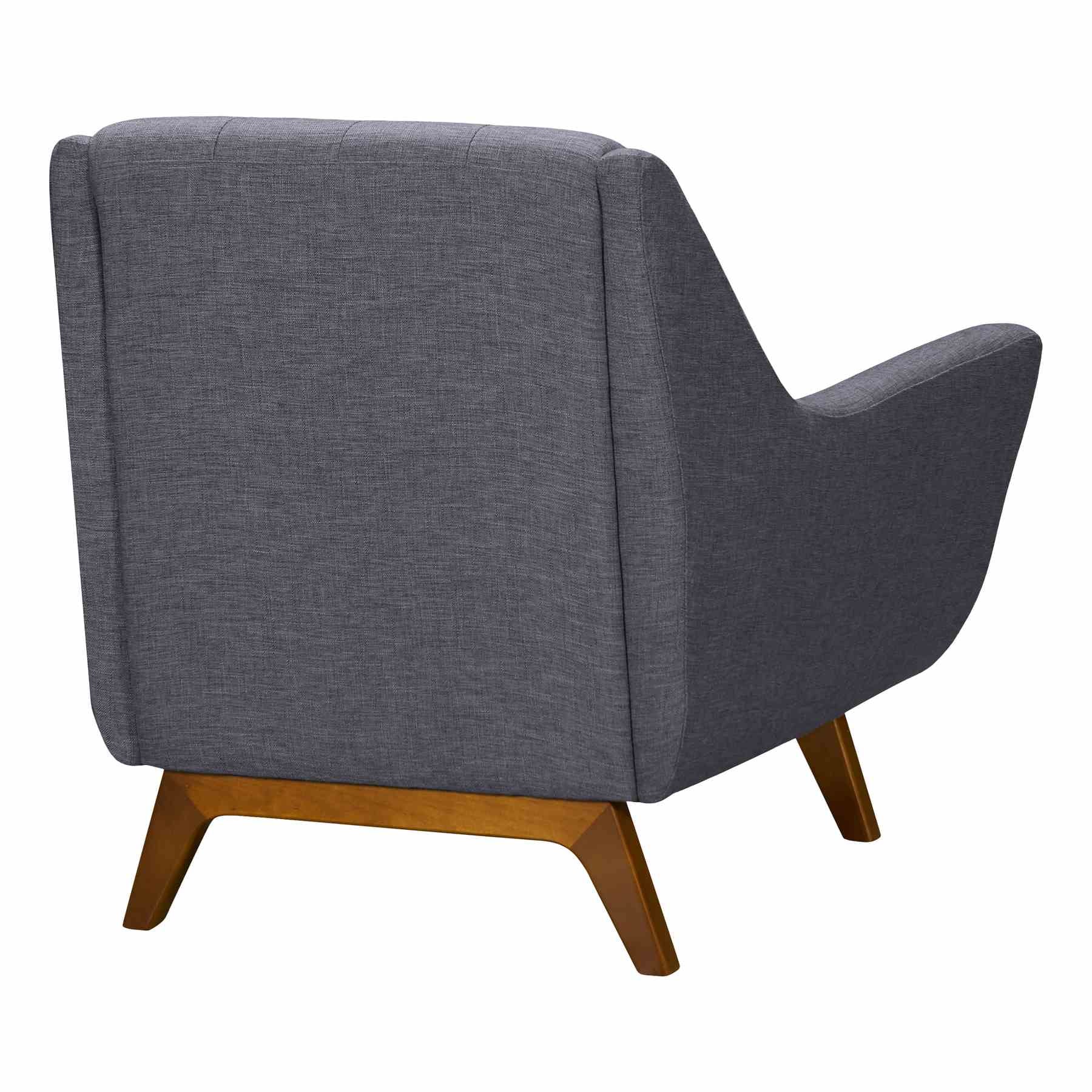 Janson Mid-Century Sofa Chair in Champagne Wood Finish and Dark Gray Fabric - Image 3