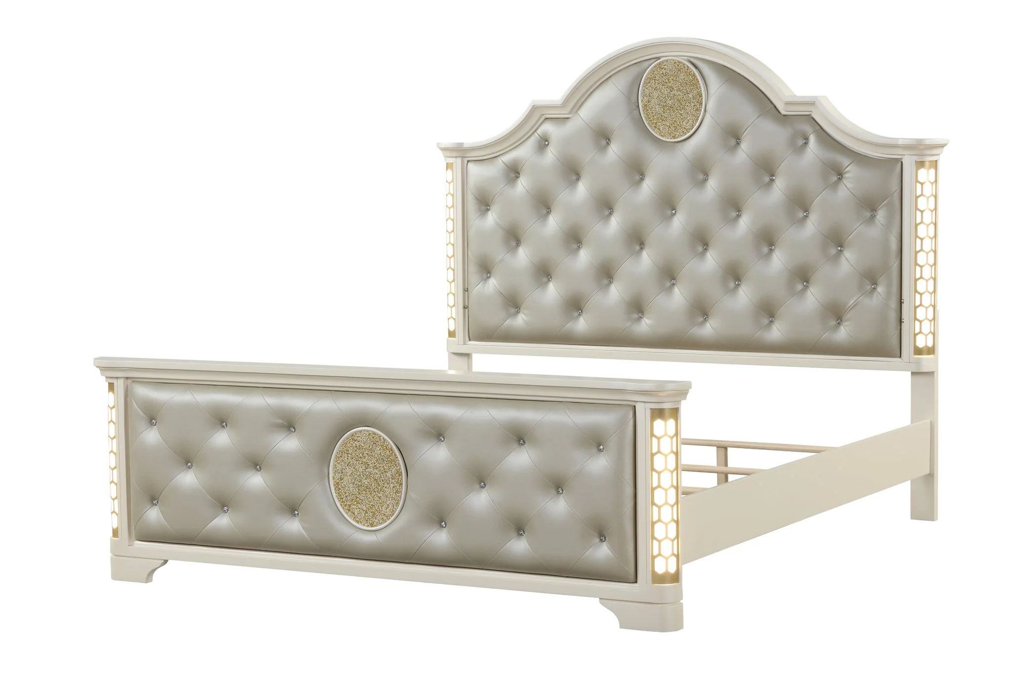 Jasmine King 4 PC with Vanity Bedroom set Beige - Image 3