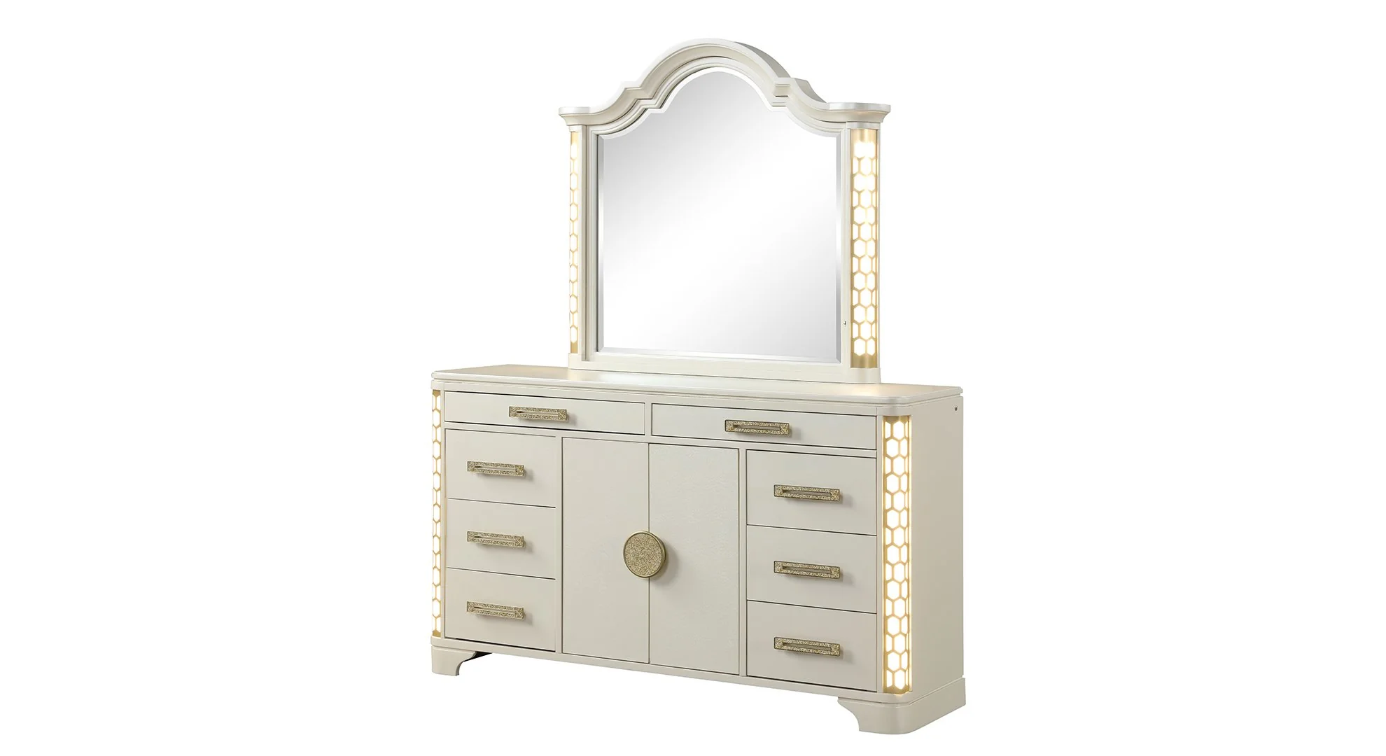 Jasmine King 5PC with Vanity Bedroom Set Beige - Image 11