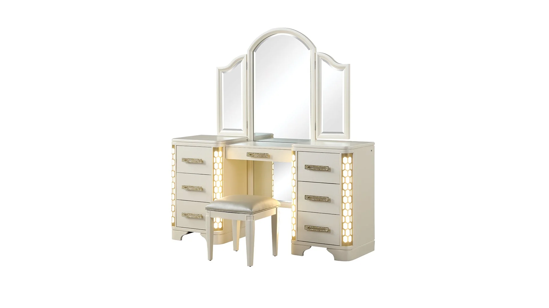 Jasmine King 5PC with Vanity Bedroom Set Beige - Image 16