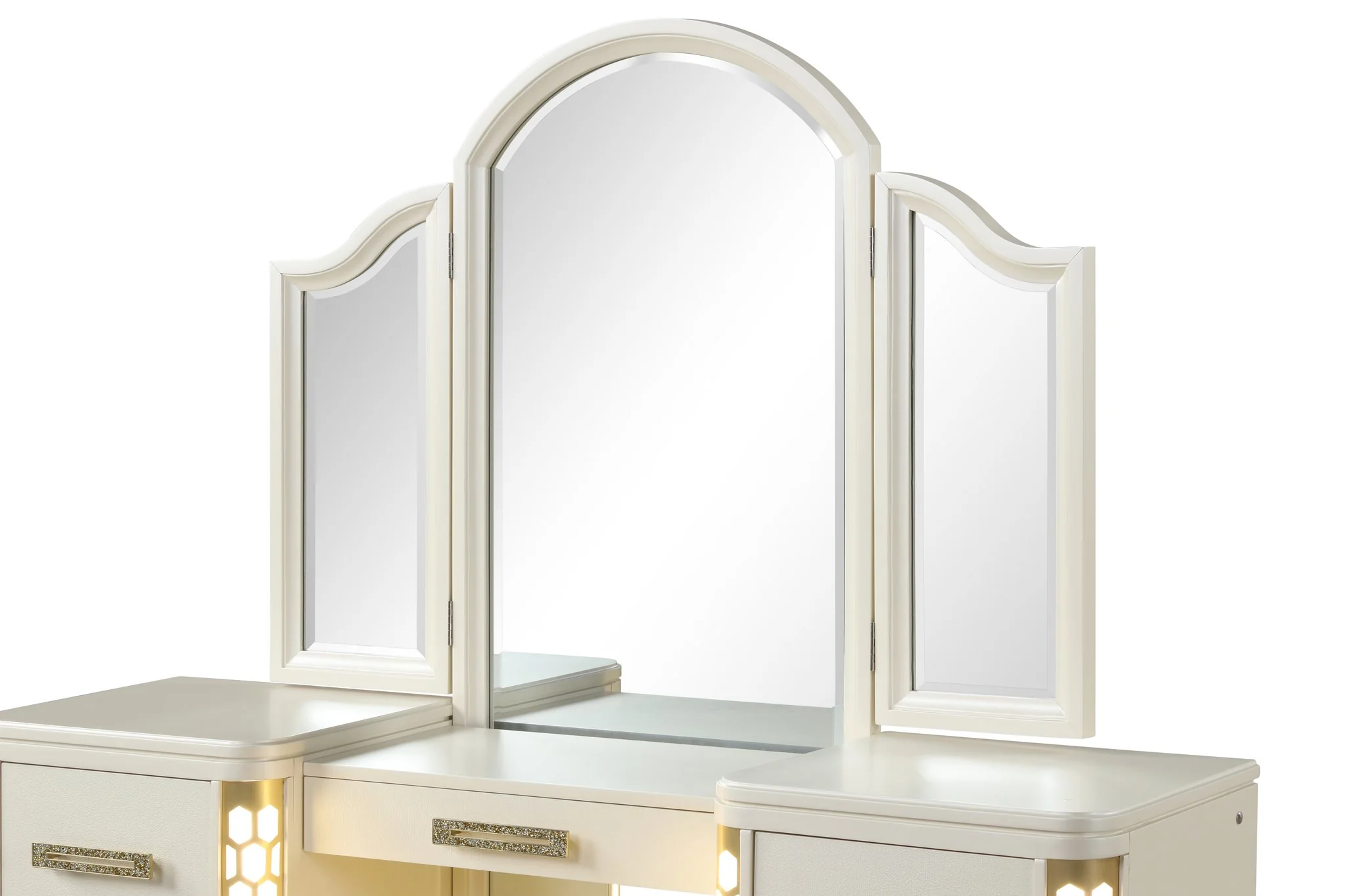 Jasmine Queen 4 PC with Vanity Bedroom set Beige - Image 19