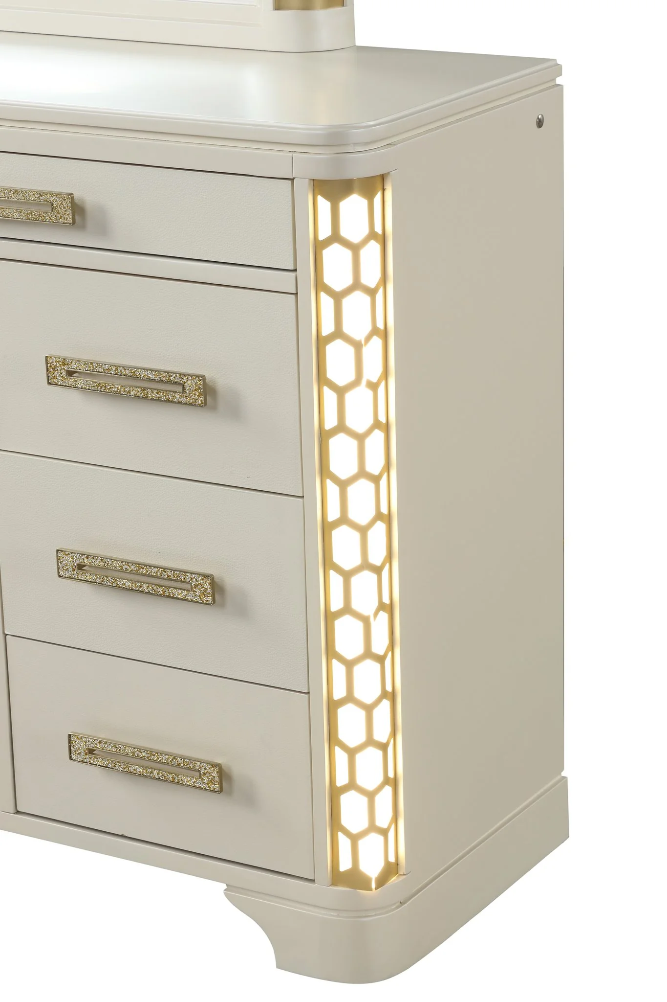 Jasmine Queen 4 PC with Vanity Bedroom set Beige - Image 7