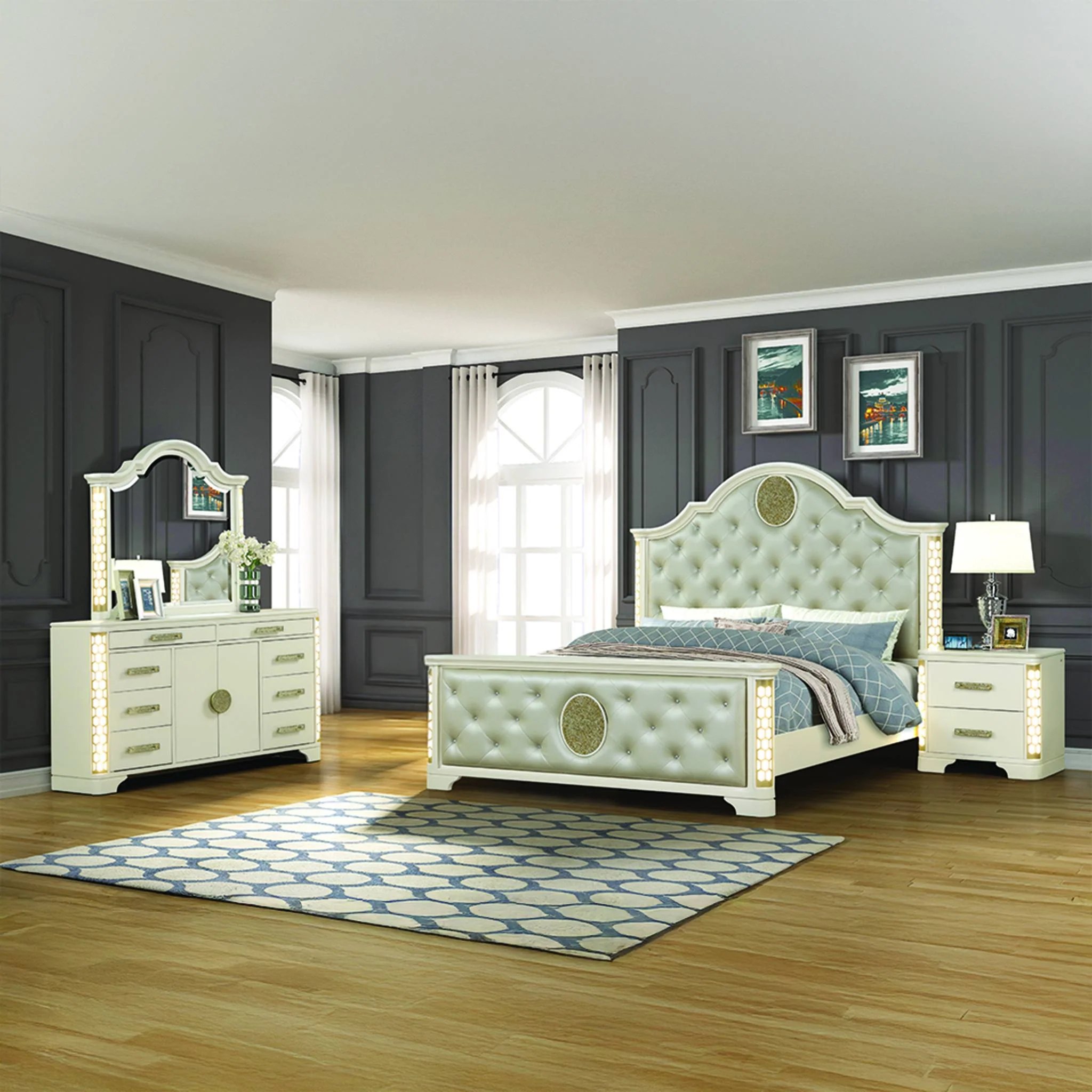 Jasmine Queen 4PC Bedroom Set Beige - Image 16