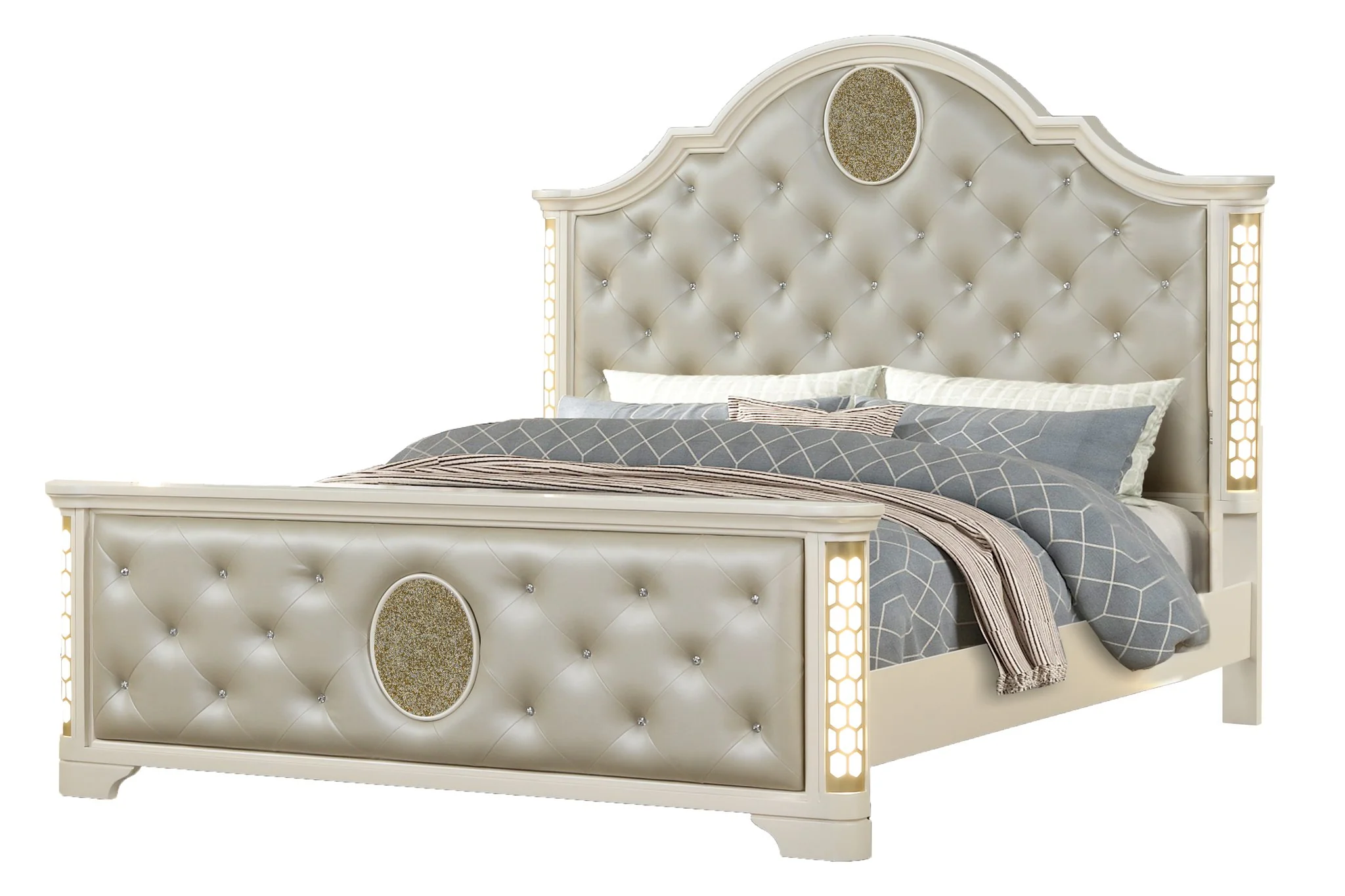 Jasmine Queen 4PC Bedroom Set Beige - Image 2