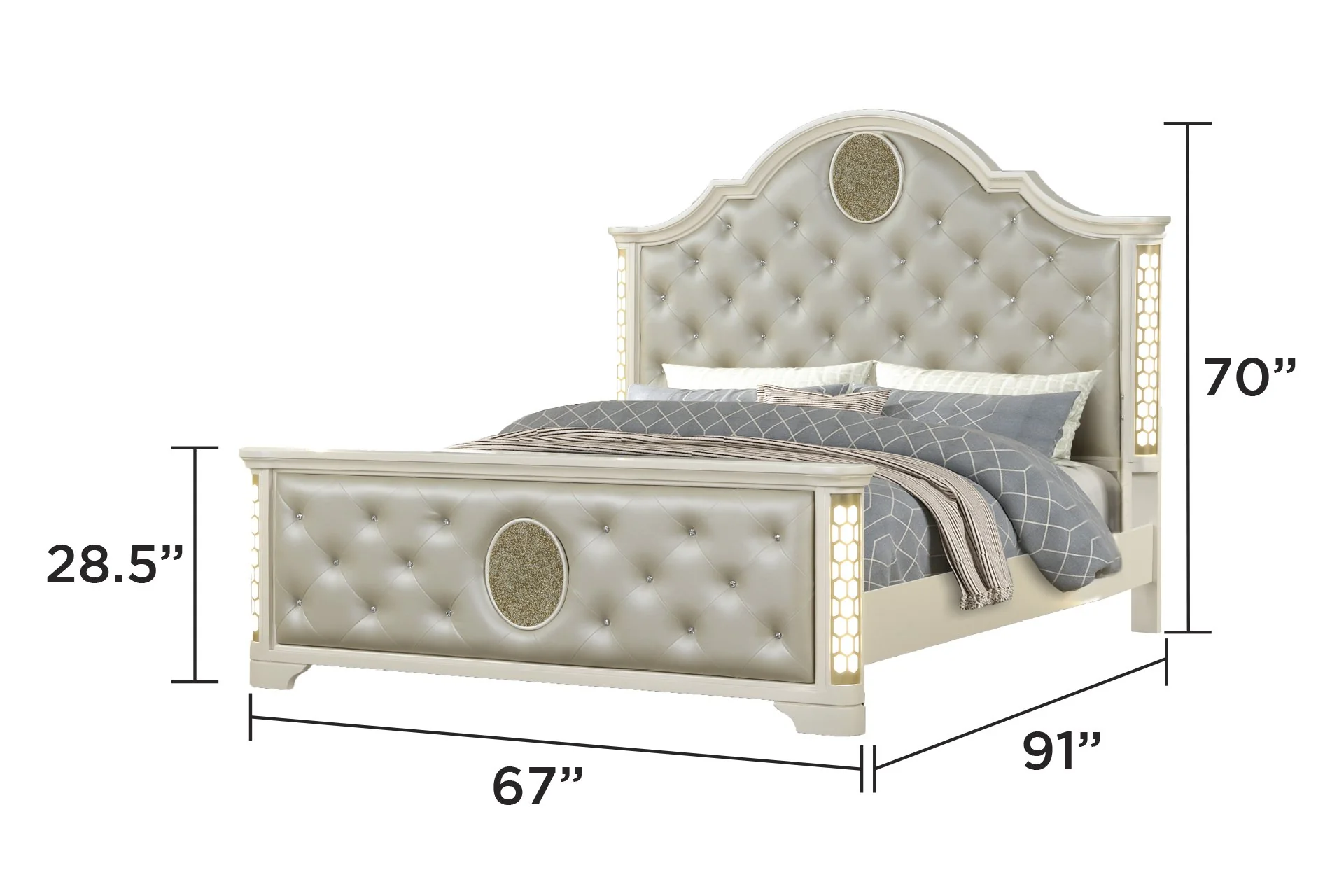 Jasmine Queen 5 PC Bedroom Set Beige - Image 4