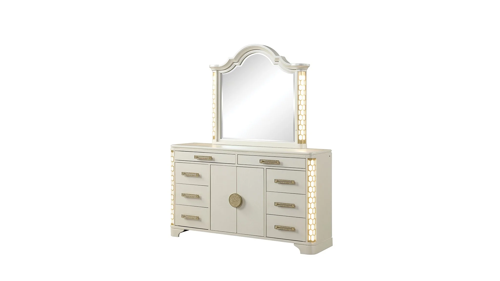 Jasmine Queen 5 PC Bedroom Set Beige - Image 5