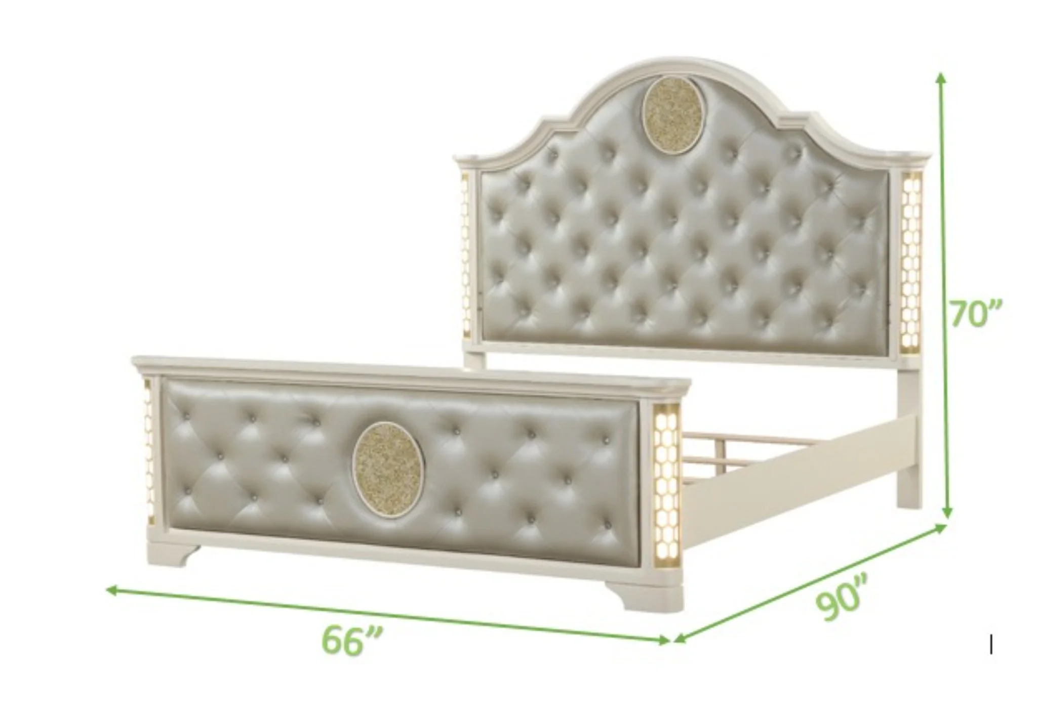 Jasmine Queen Bed Beige - Image 2