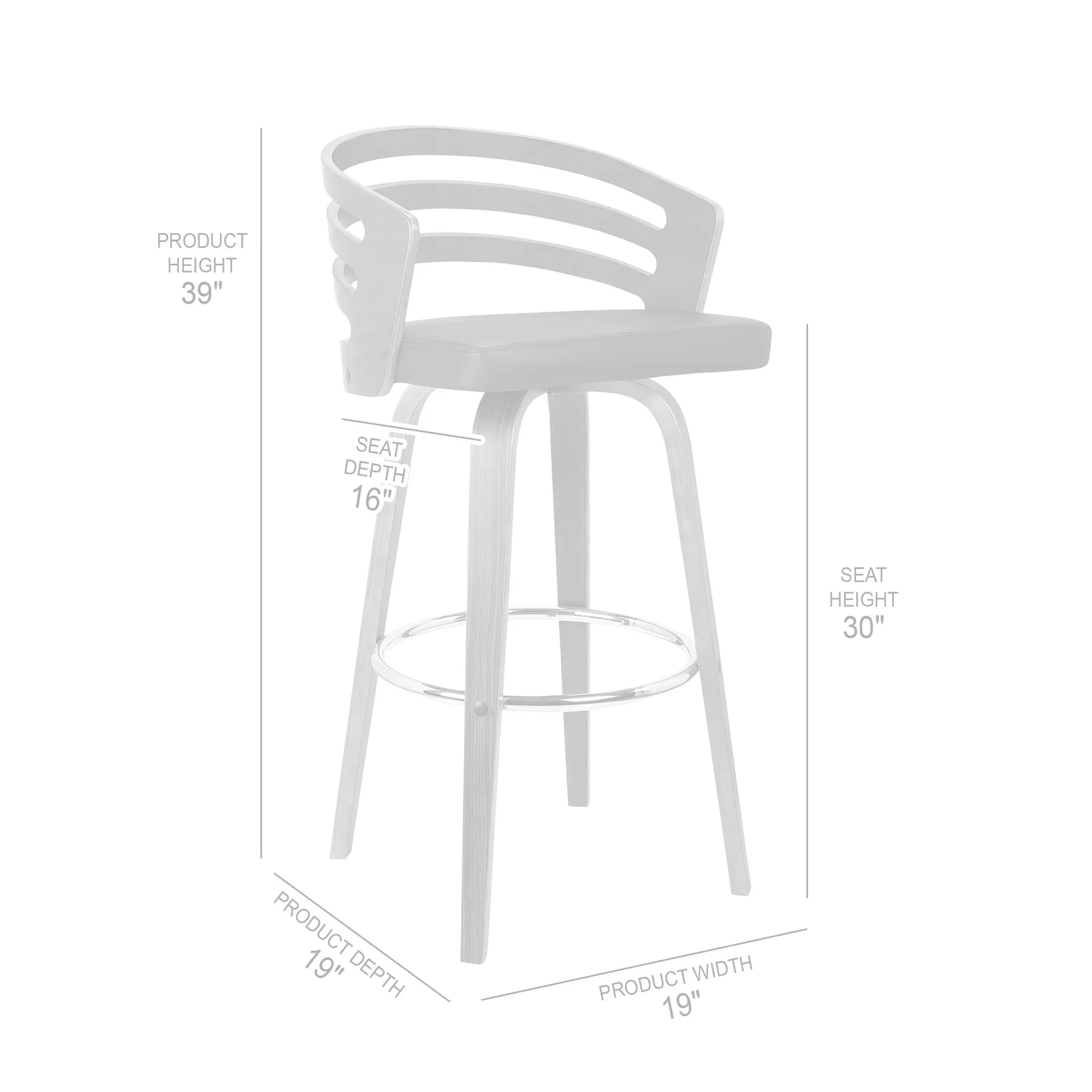 Jayden 30" Bar Height Swivel Brown Faux Leather and Walnut Wood Bar Stool - Image 7