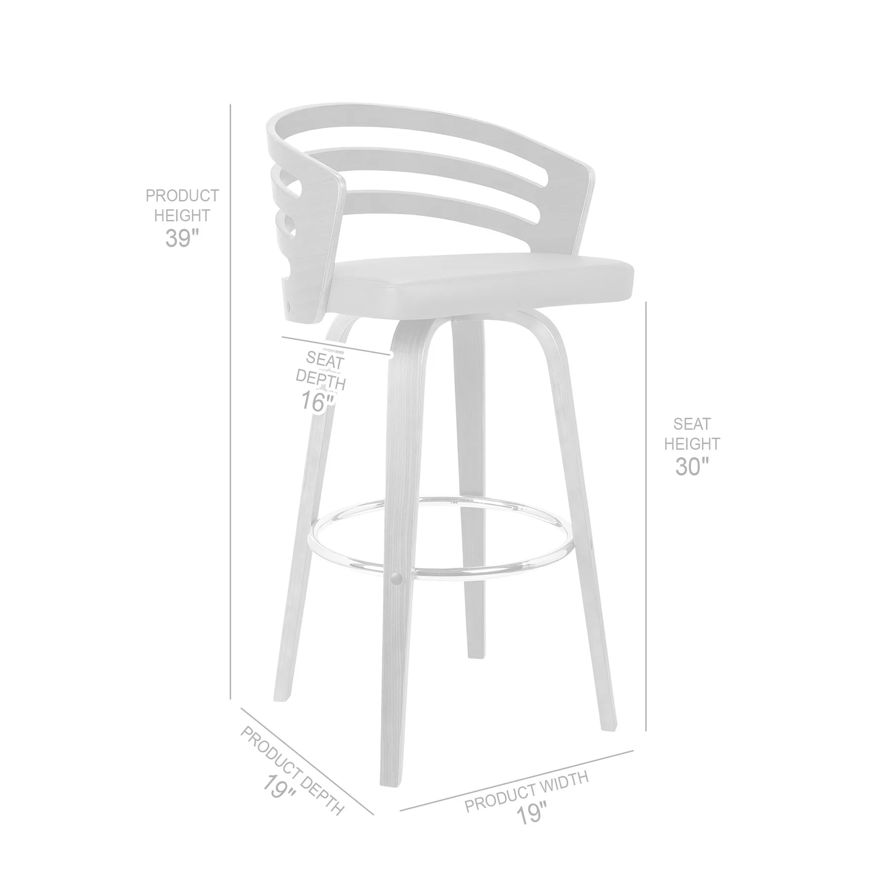 Jayden 30" Bar Height Swivel Gray Faux Leather and Walnut Wood Bar Stool - Image 7