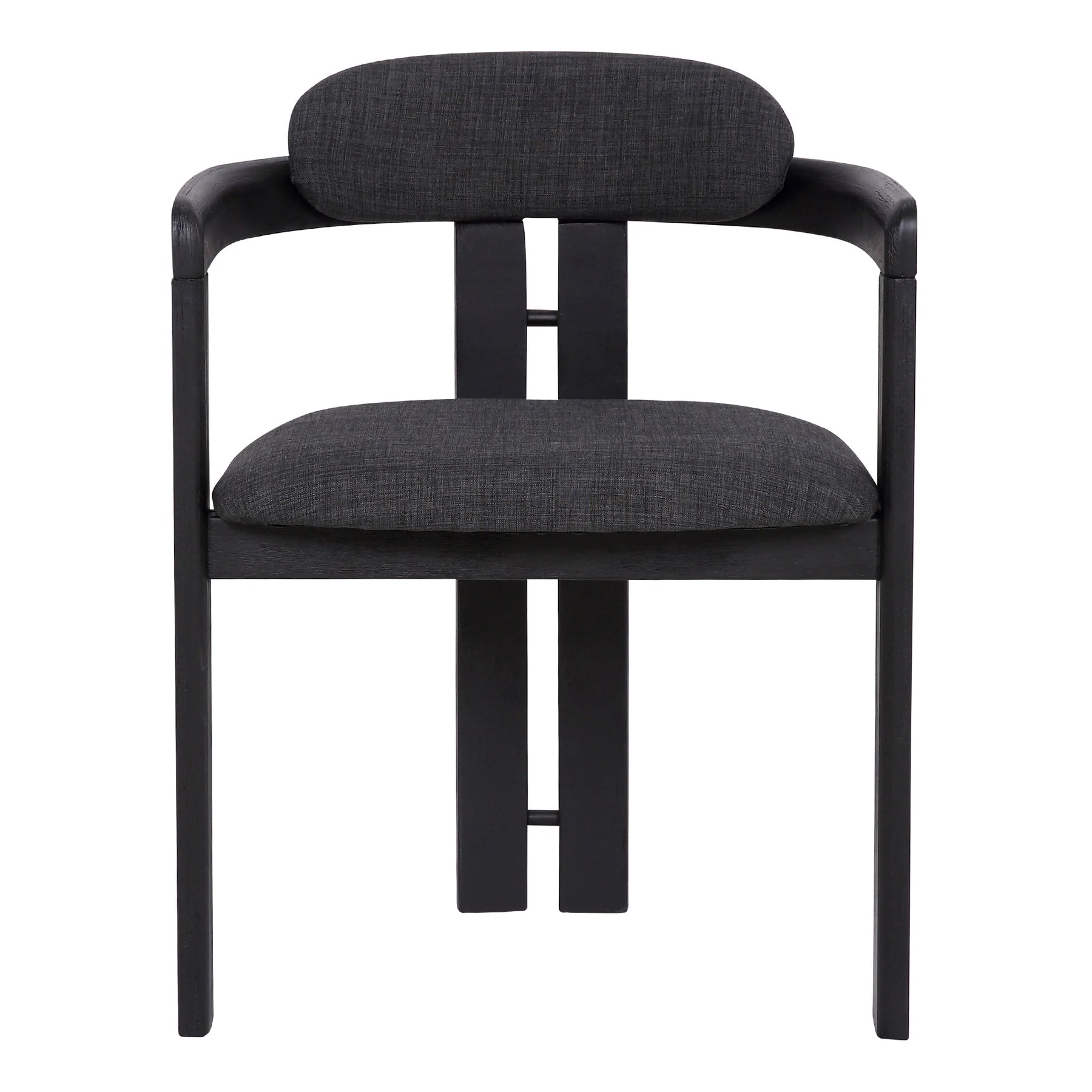 Jazmin Contemporary Dining Chair in Black Brushed Wood Finish and Charcoal Fabric - Set of 2 - Image 2
