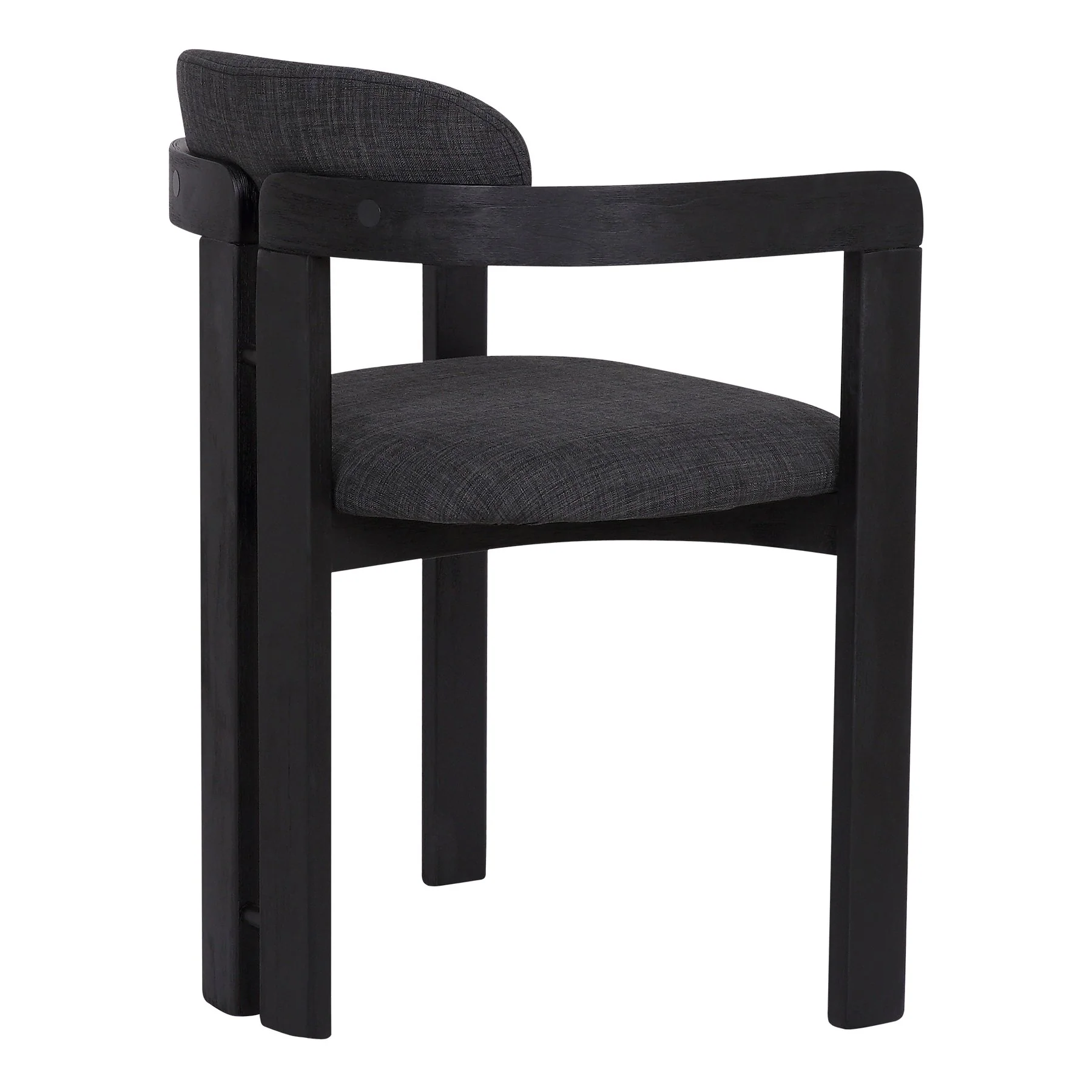 Jazmin Contemporary Dining Chair in Black Brushed Wood Finish and Charcoal Fabric - Set of 2 - Image 4