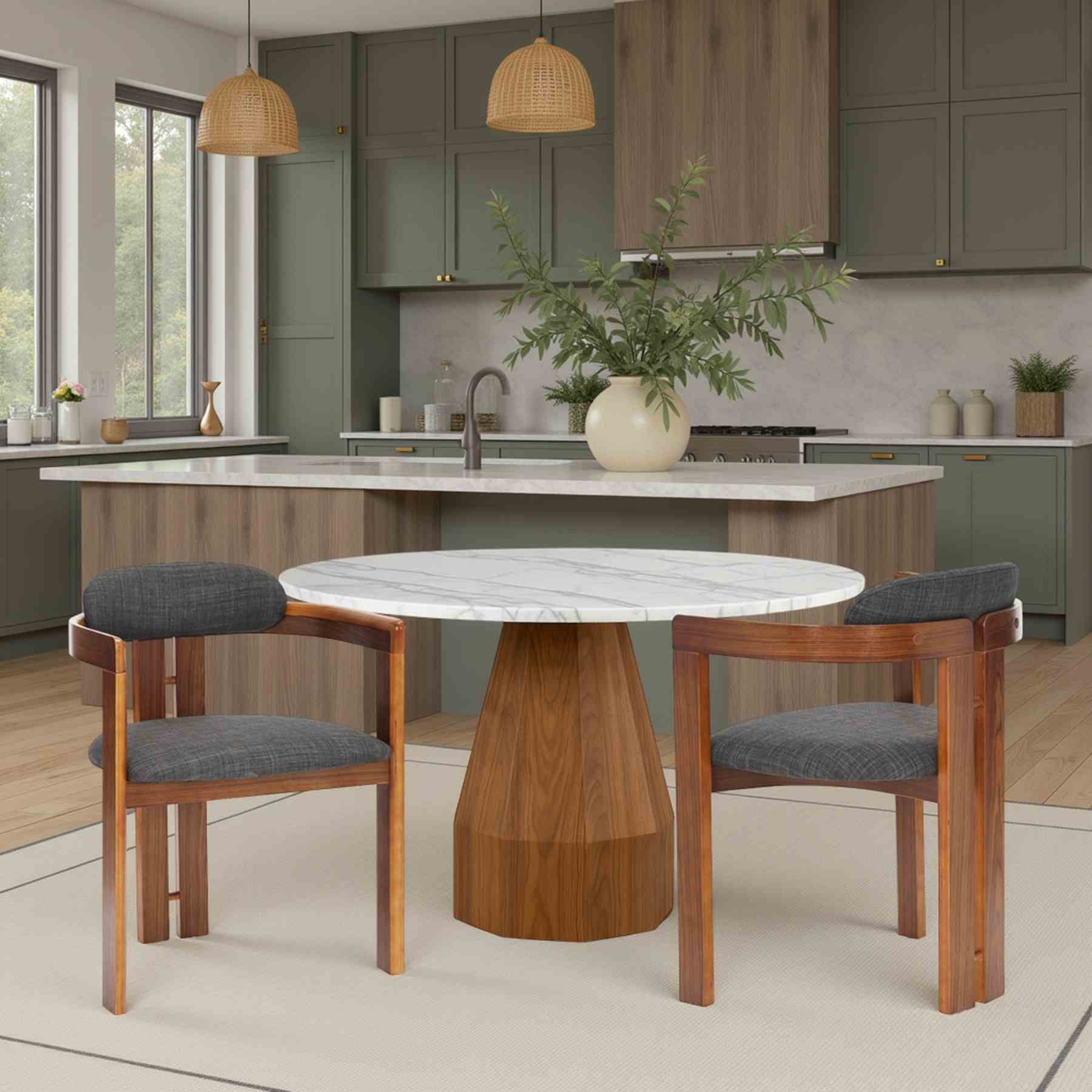 Jazmin Contemporary Dining Chair in Walnut Wood Finish and Charcoal Fabric - Set of 2 - Image 6