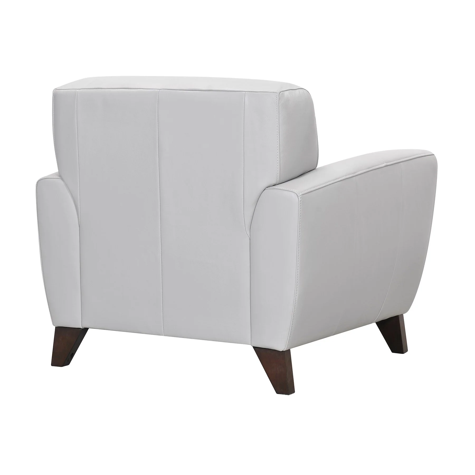Jedd Contemporary Chair in Genuine Dove Gray Leather with Brown Wood Legs - Image 3