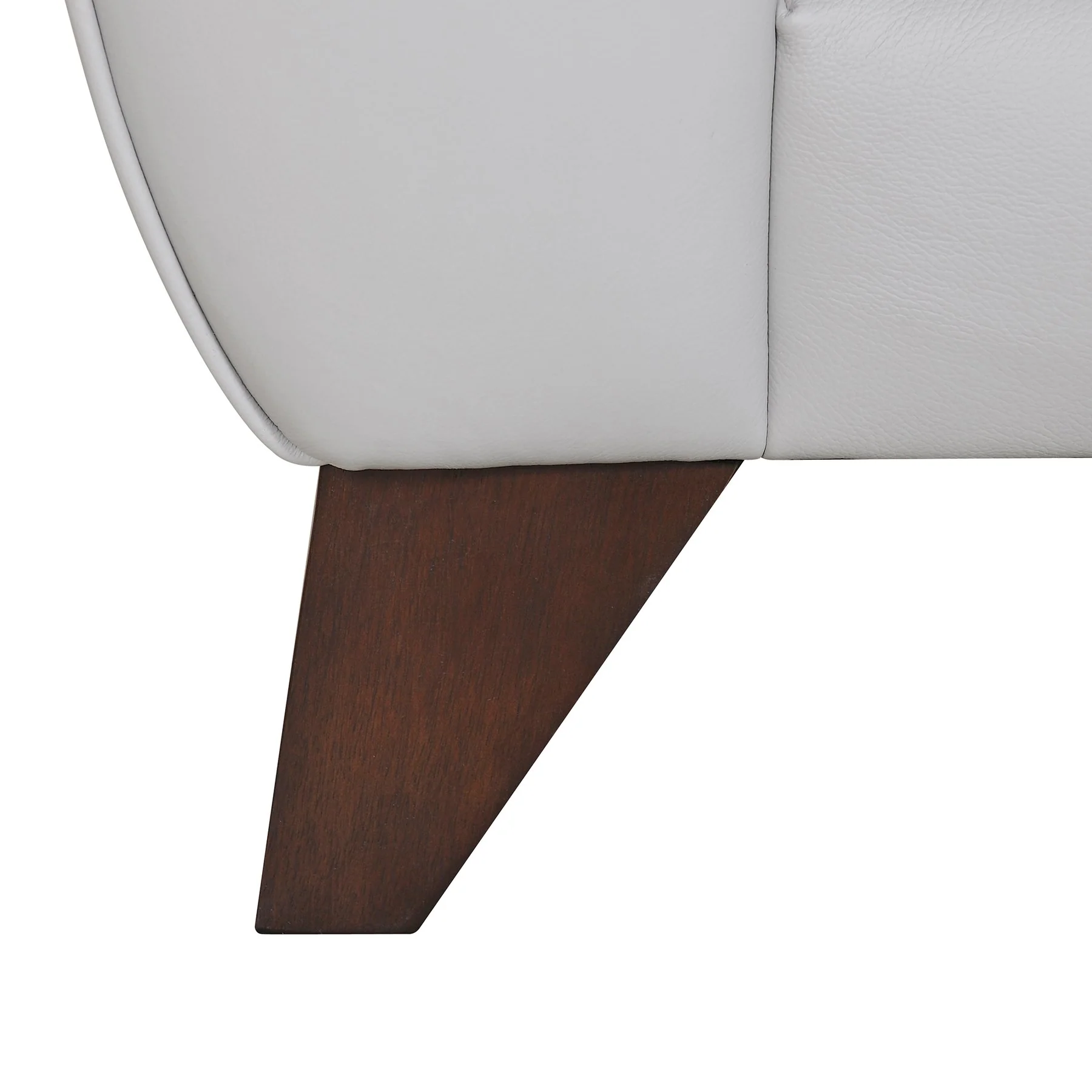 Jedd Contemporary Chair in Genuine Dove Gray Leather with Brown Wood Legs - Image 7