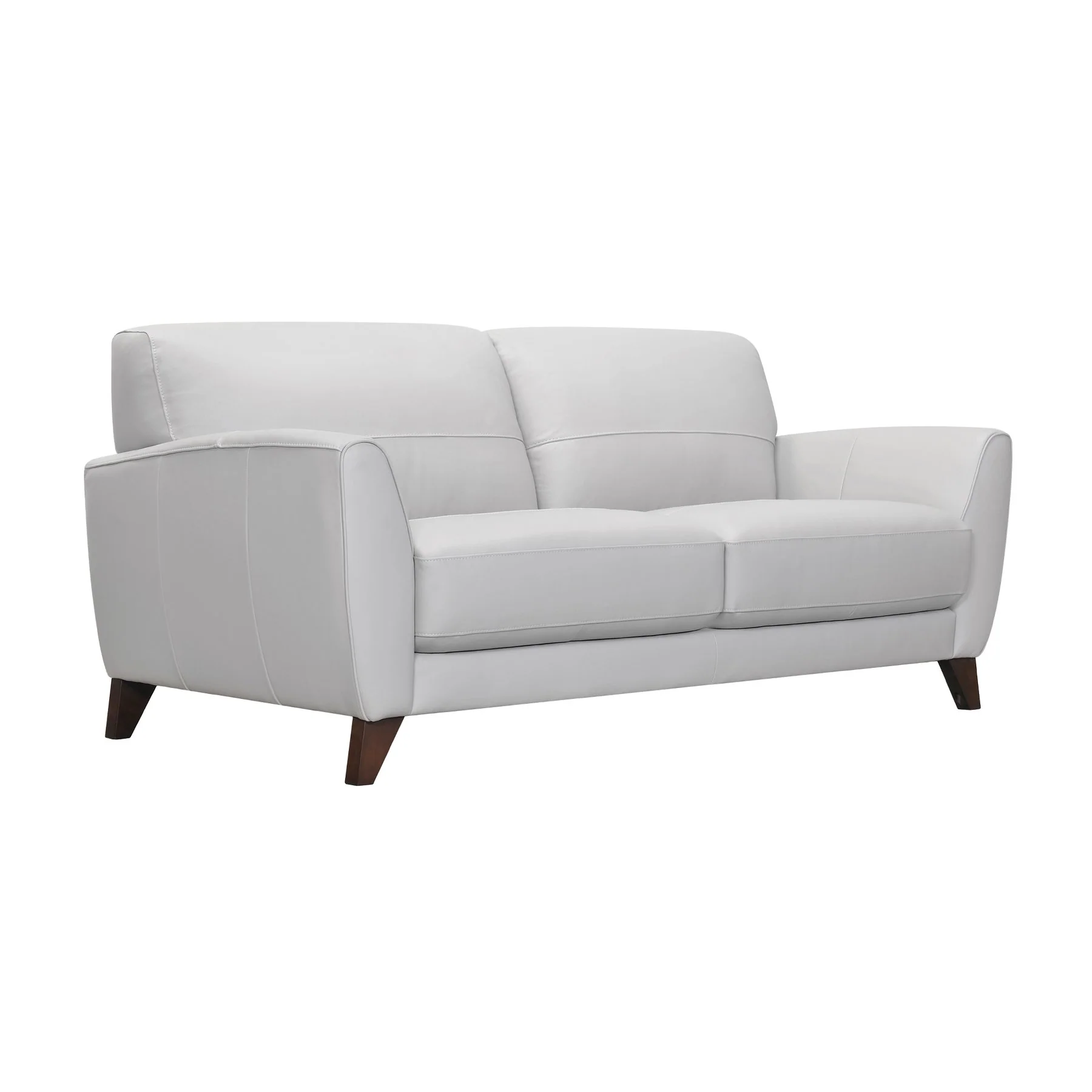 Jedd Contemporary Sofa in Genuine Dove Gray Leather with Brown Wood Legs - Image 2