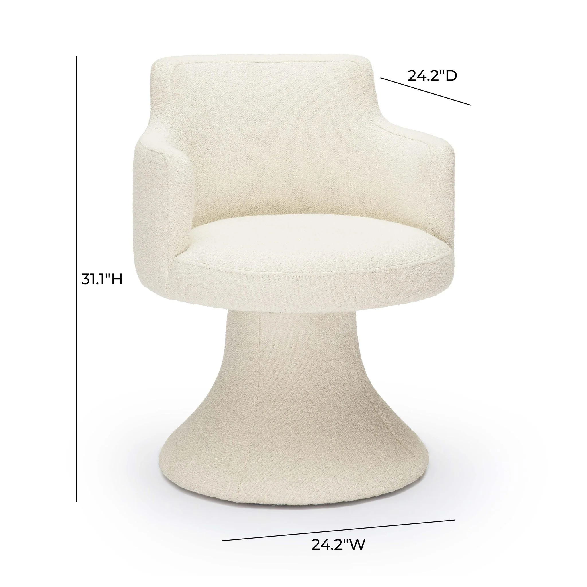 Jeffree Cream Performance Boucle Swivel Dining Chair - Image 7