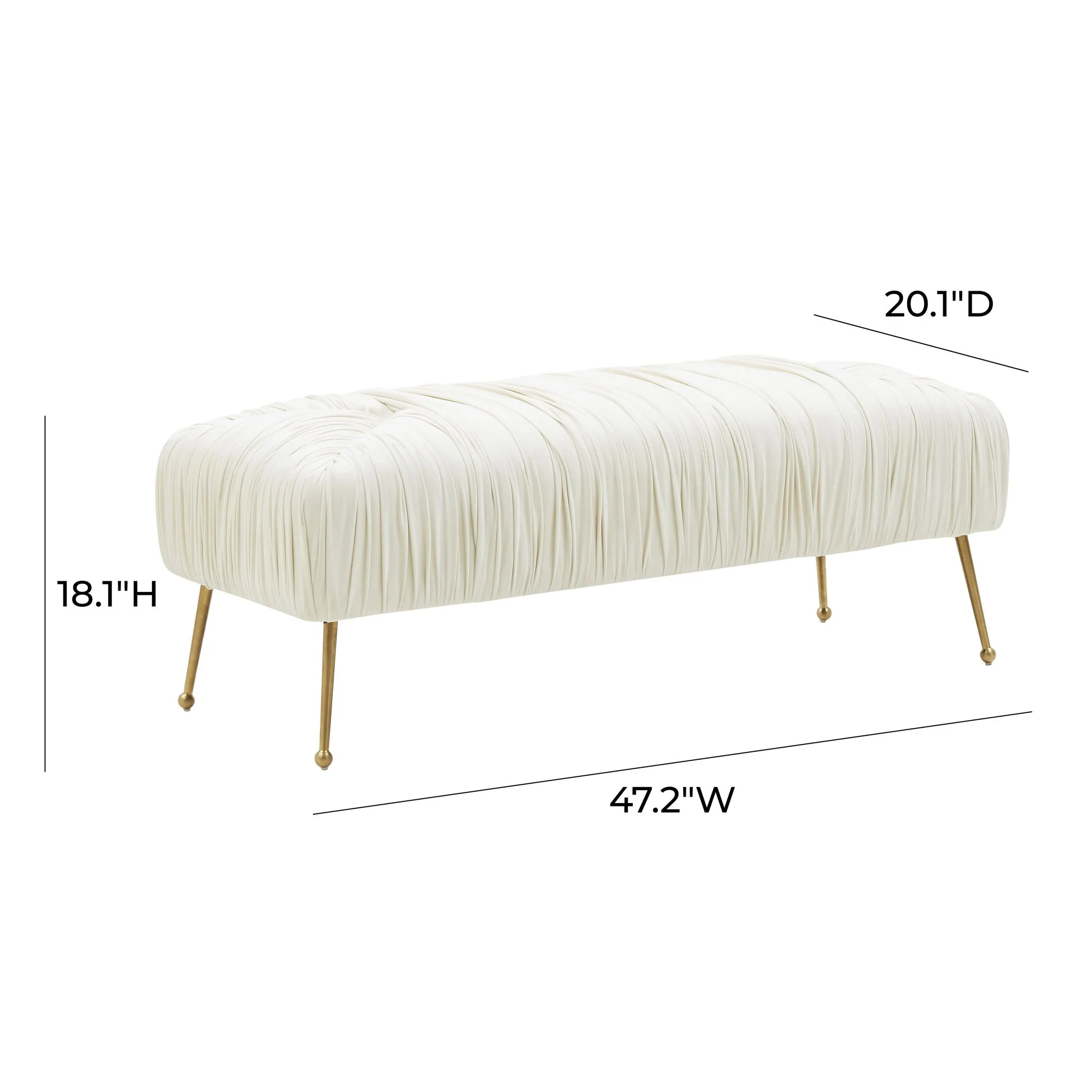 Jessica Cream Velvet Bench - Image 6