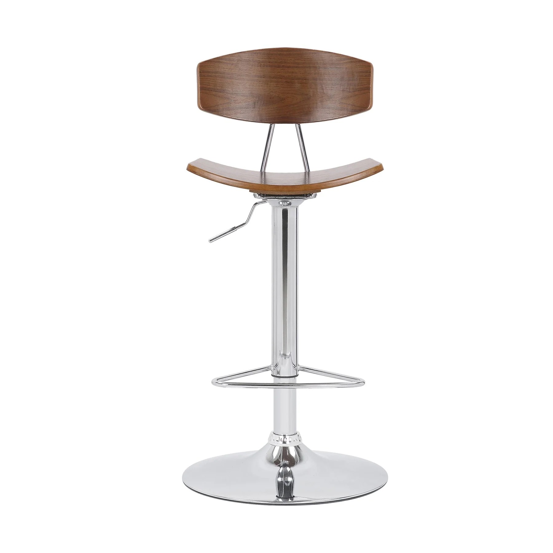 Jett Adjustable Walnut and Chrome Bar Stool - Image 2
