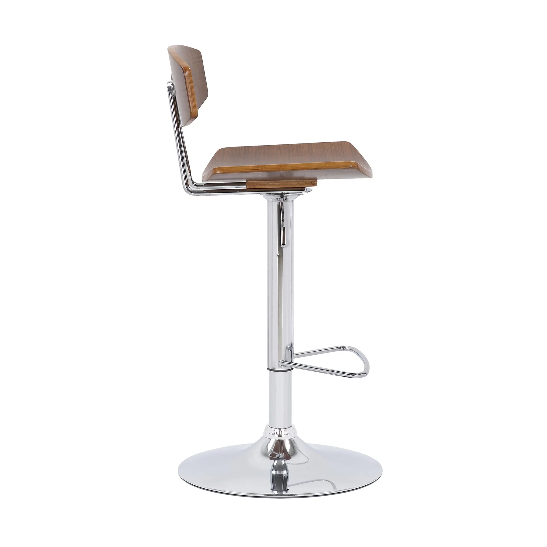 Jett Adjustable Walnut and Chrome Bar Stool - Image 3