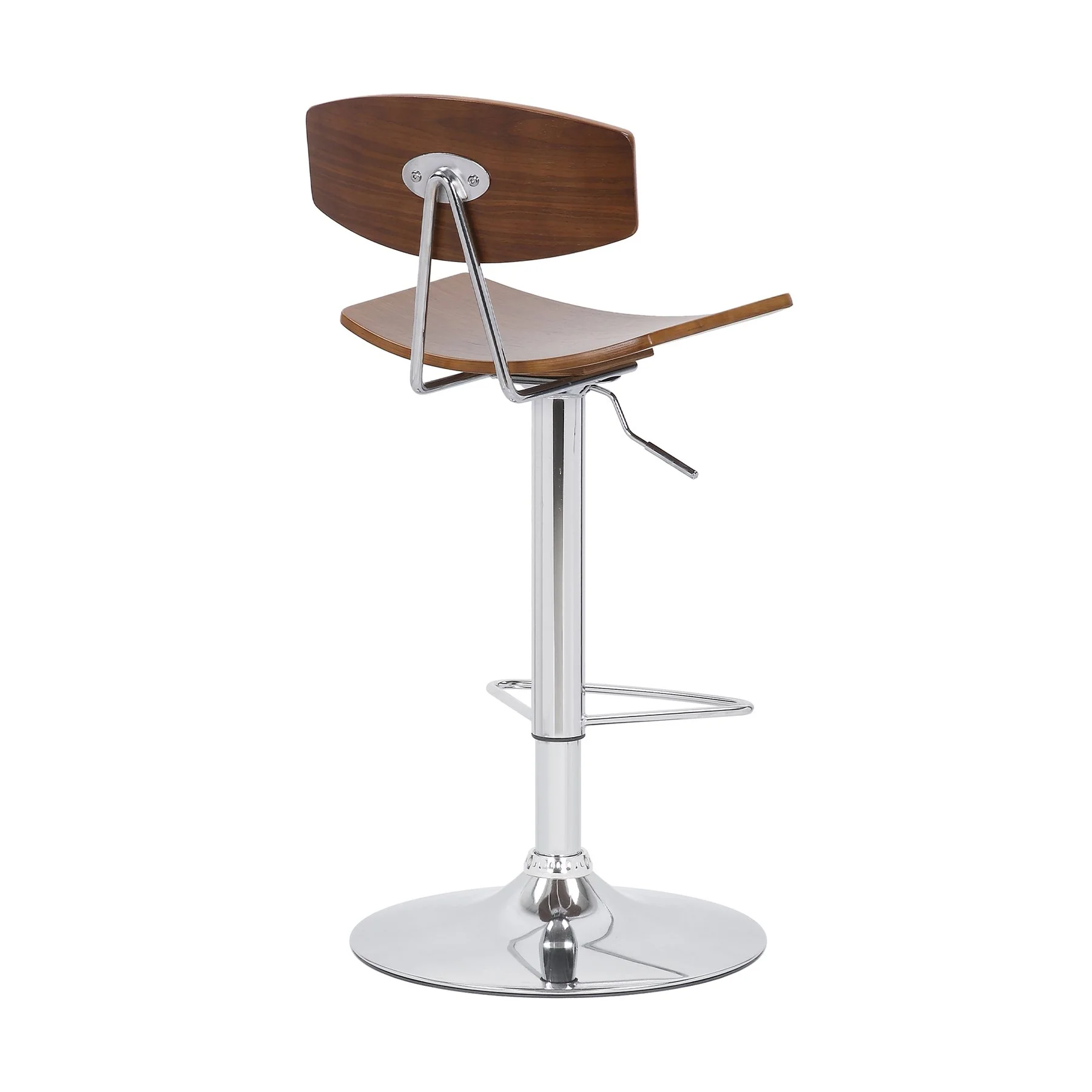 Jett Adjustable Walnut and Chrome Bar Stool - Image 4