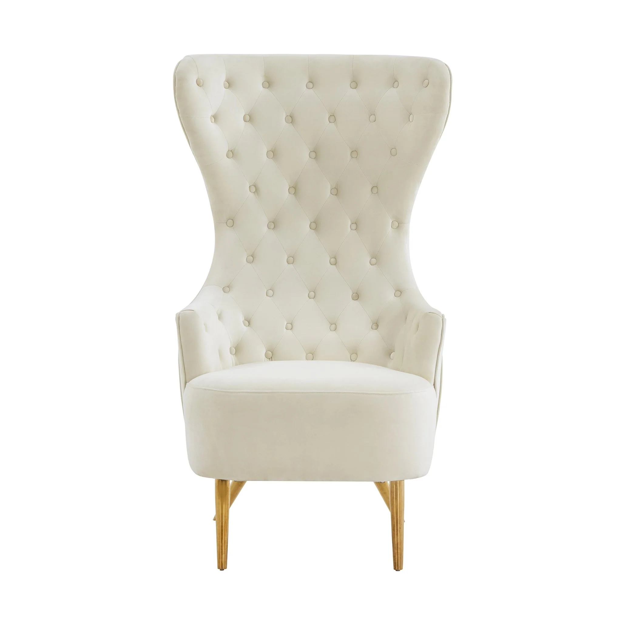 Jezebel Cream Velvet Wingback Chair - Image 3