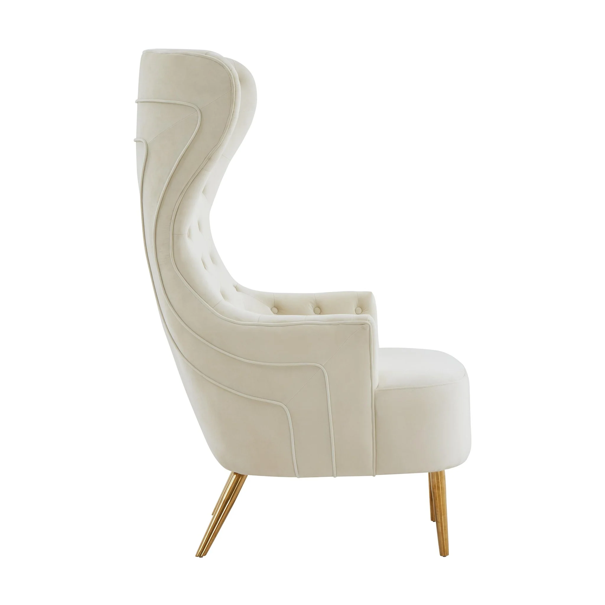 Jezebel Cream Velvet Wingback Chair - Image 4