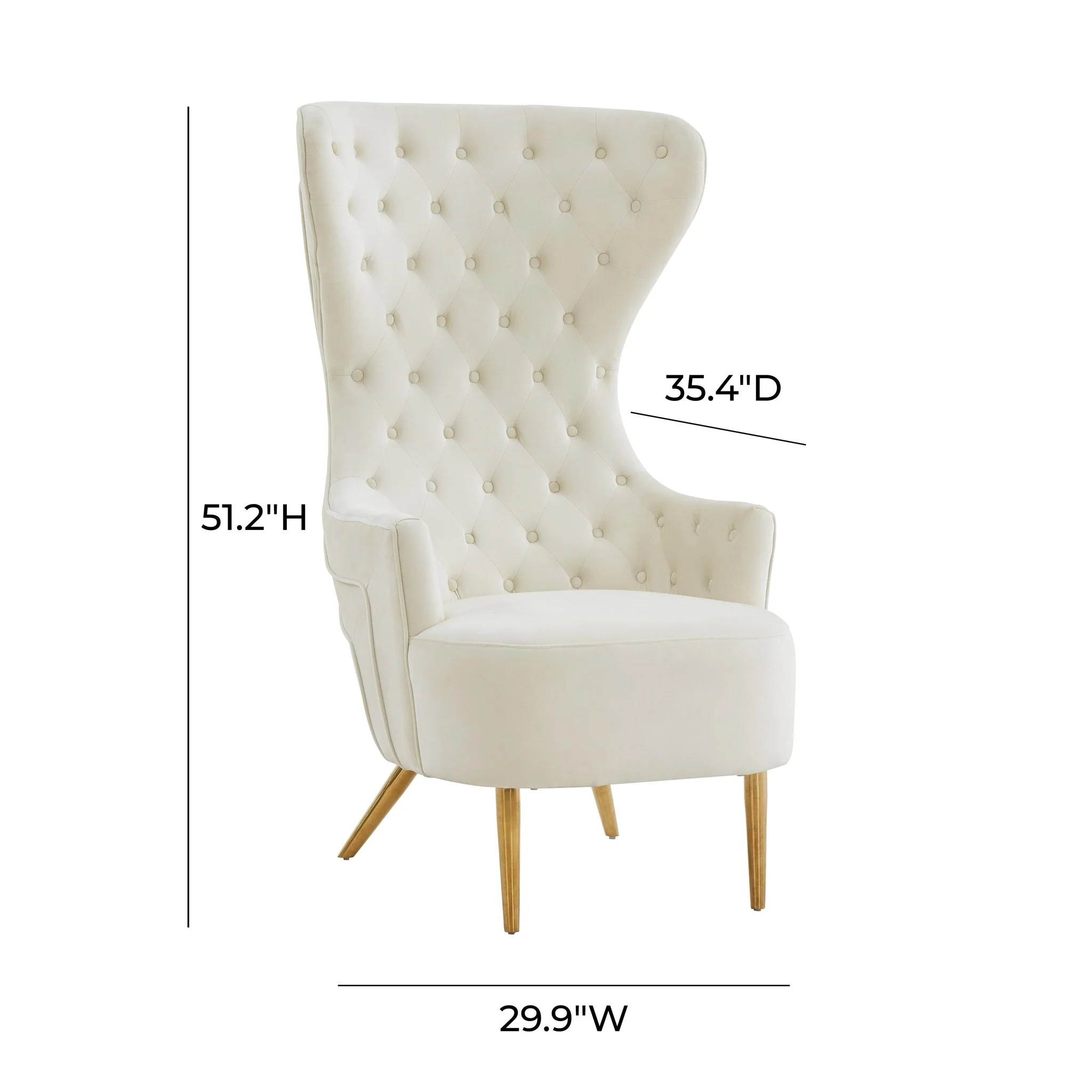Jezebel Cream Velvet Wingback Chair - Image 6
