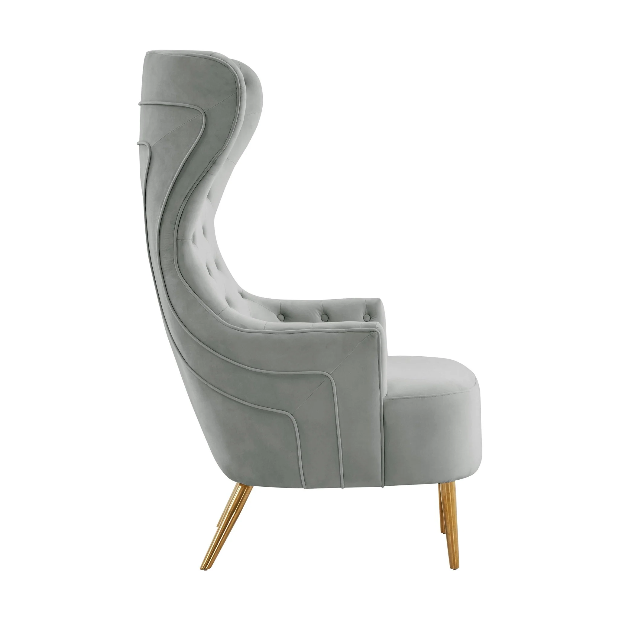 Jezebel Grey Velvet Wingback Chair - Image 4