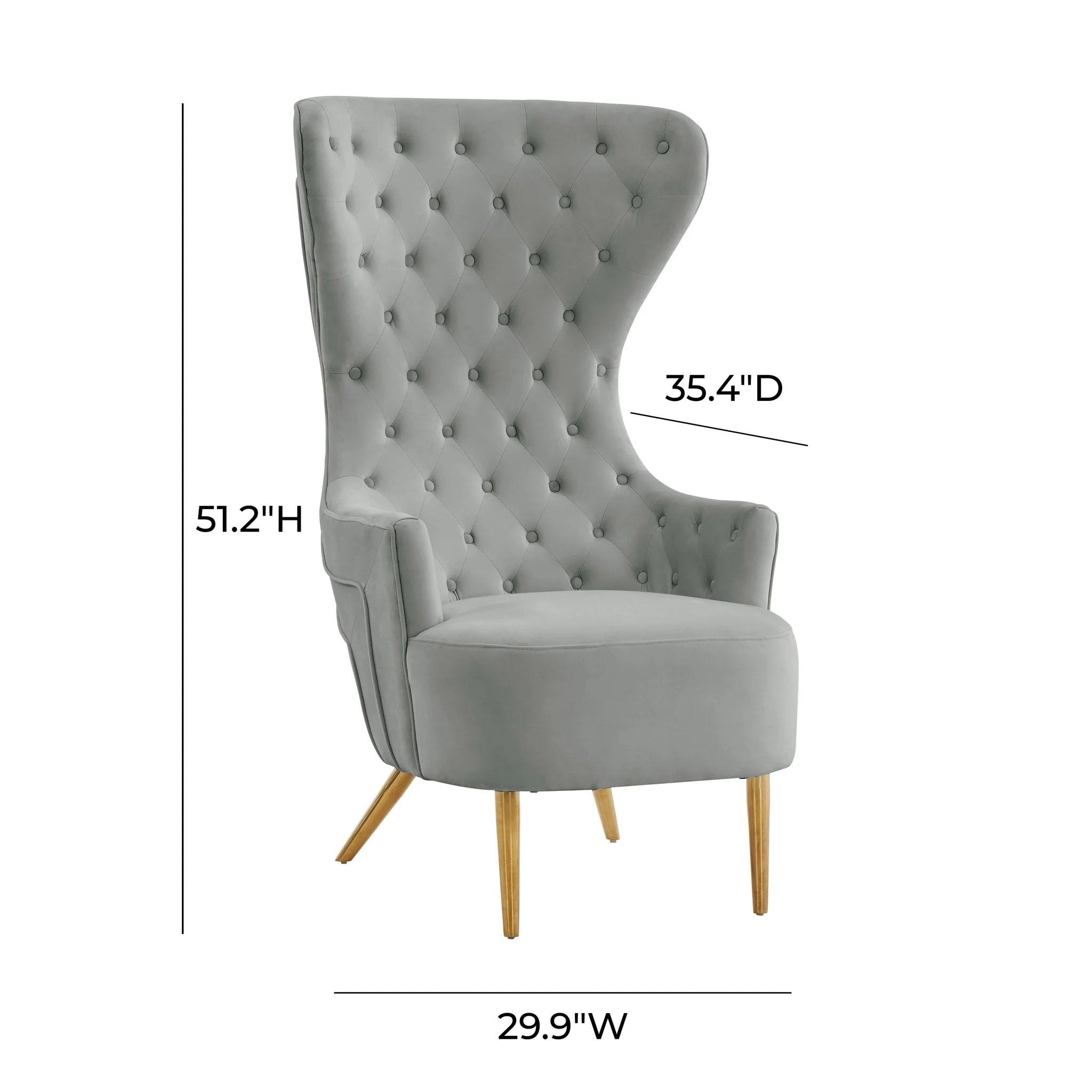 Jezebel Grey Velvet Wingback Chair - Image 6