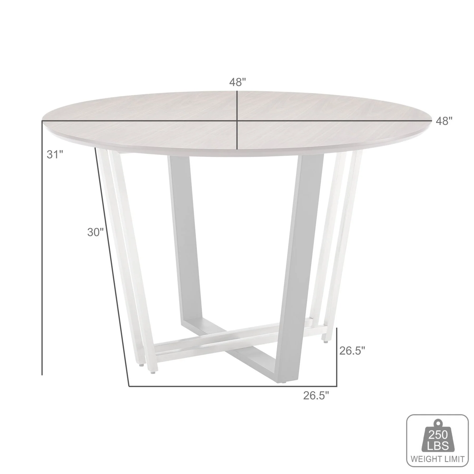 Joana 48" Round Dining Table in Brushed Stainless Steel and Black Iron Base with Walnut Tabletop - Image 7