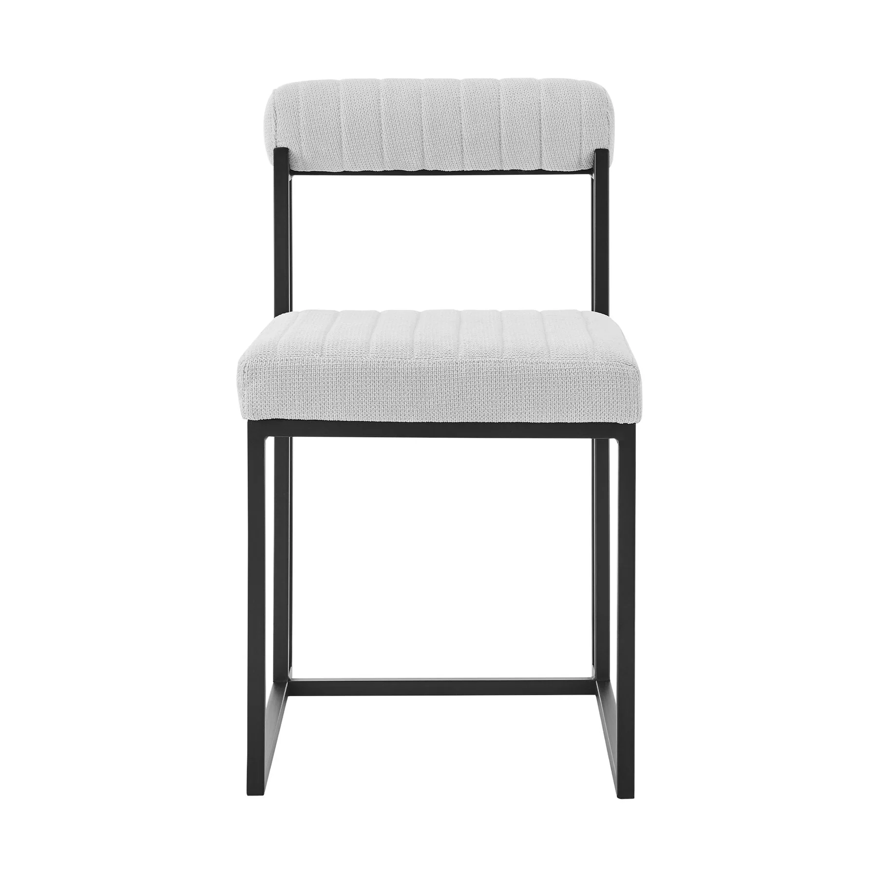 Joana Anastasia 5 Piece Round Walnut Dining Table Set with Matte Black Iron and Light Gray Fabric - Image 3